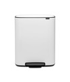 Brabantia Bo poubelle à pédale 2 x 30 L avec 2 seaux intérieurs synthétiques - Blanc