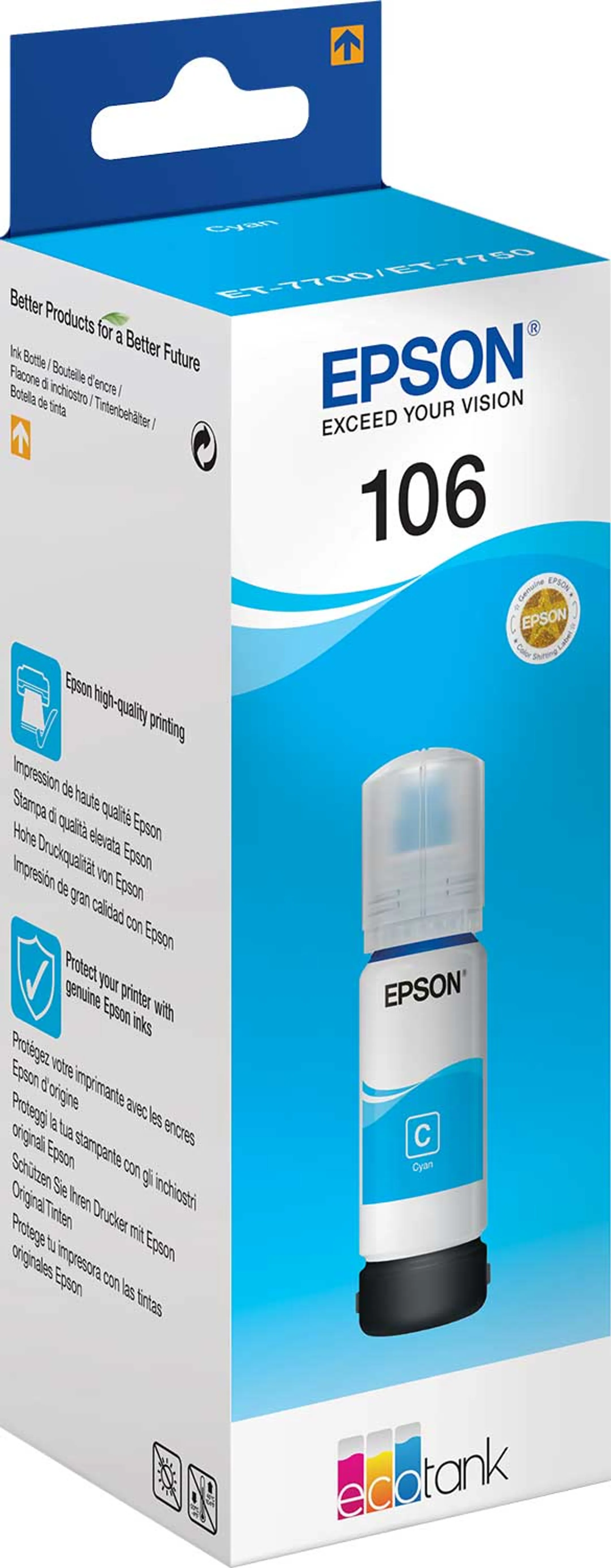 Epson Bouteille d'encre 106 EcoTank Cyan - 70 ml. image
