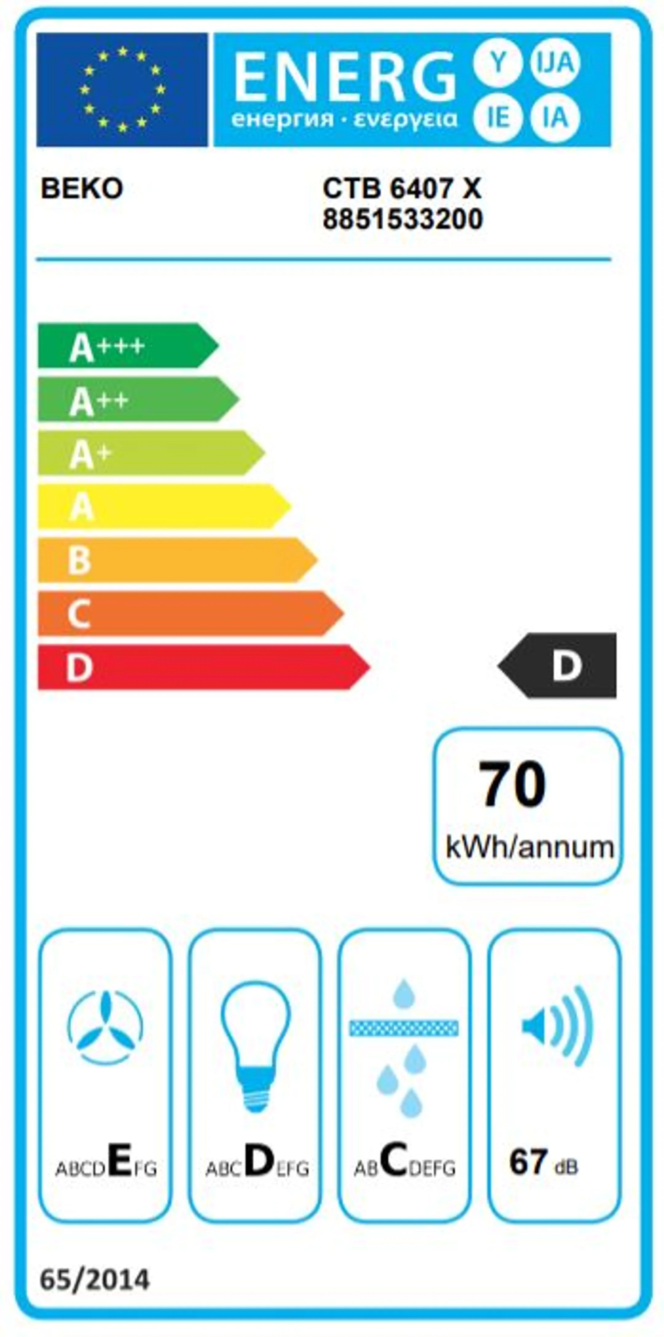 Beko Hotte télescopique CTB6407X image