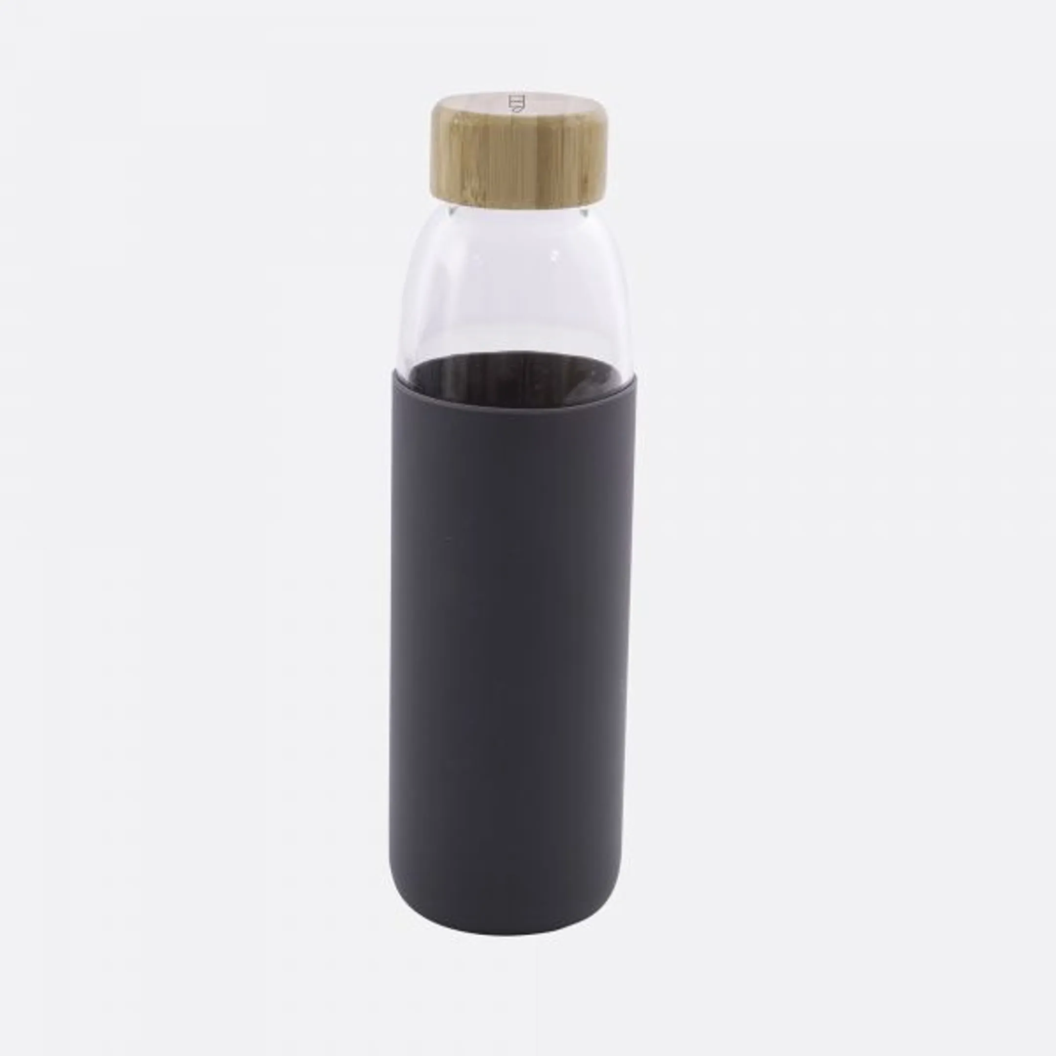 BOUTEILLE EN VERRE AVEC ANNEAU EN SILICONE GRIS FONCÉ 580ML