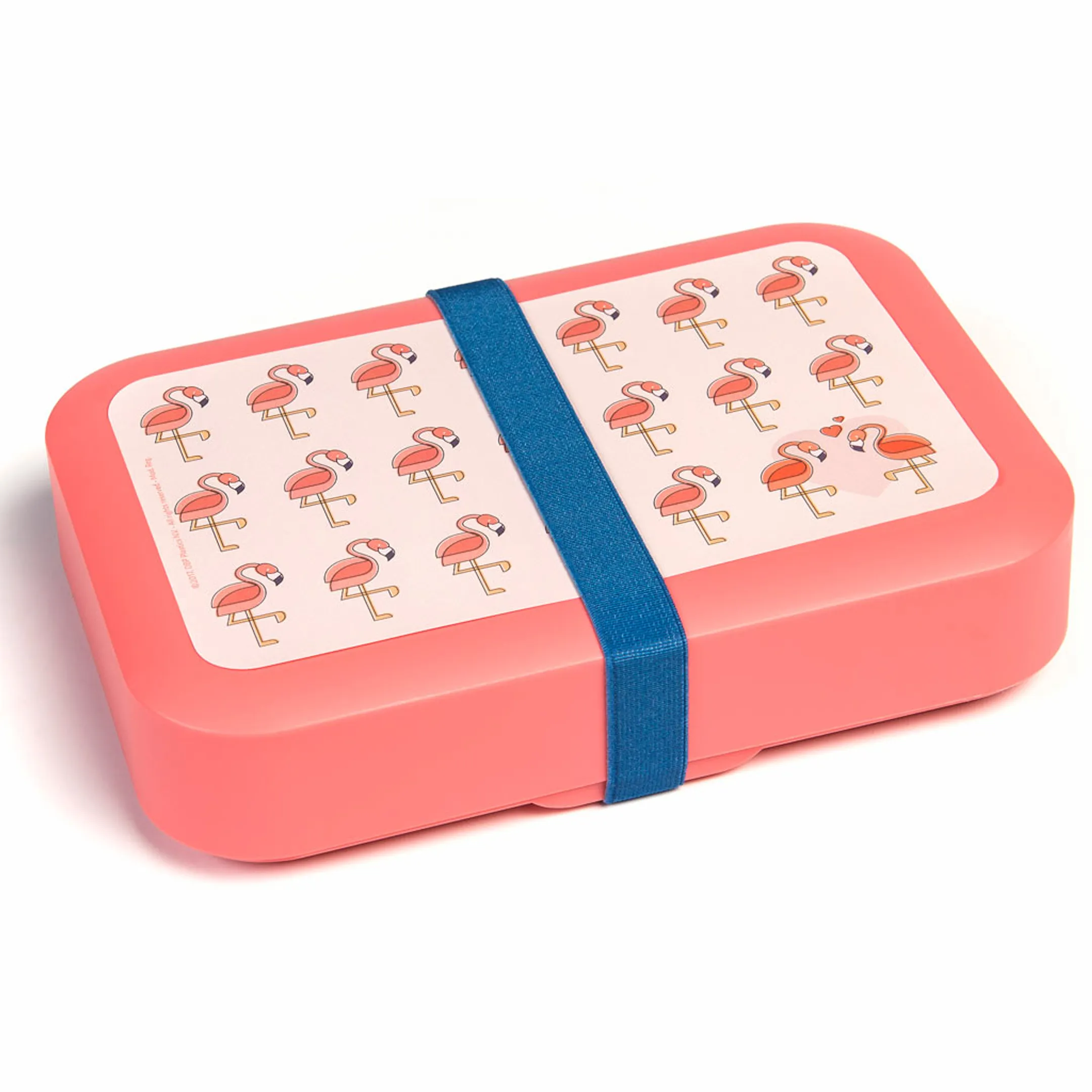 Amuse Plus Lunchbox Flamingo met Elastiek Large rose 21x14x5cm