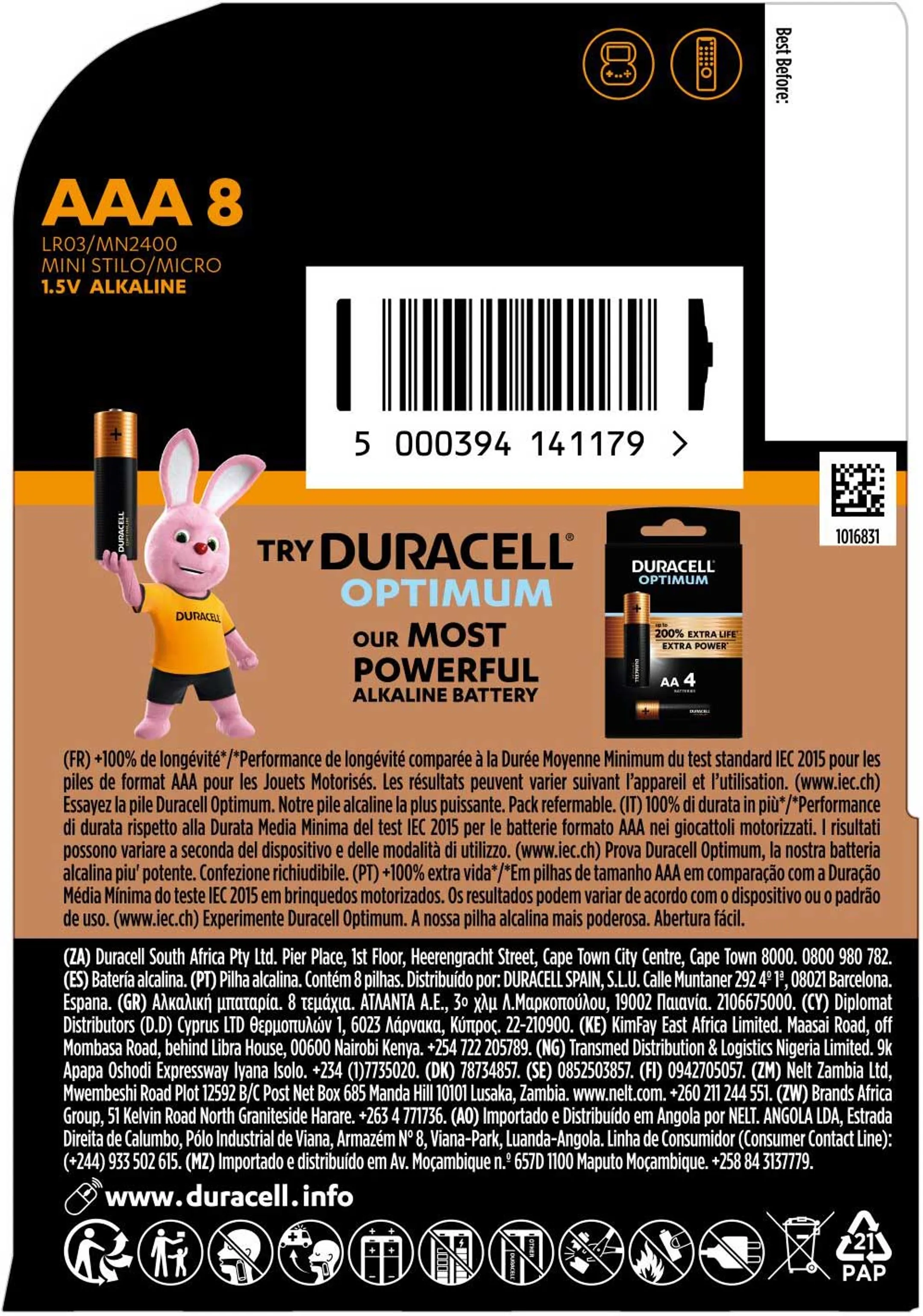 Duracell Plus 8x batteries AAA image