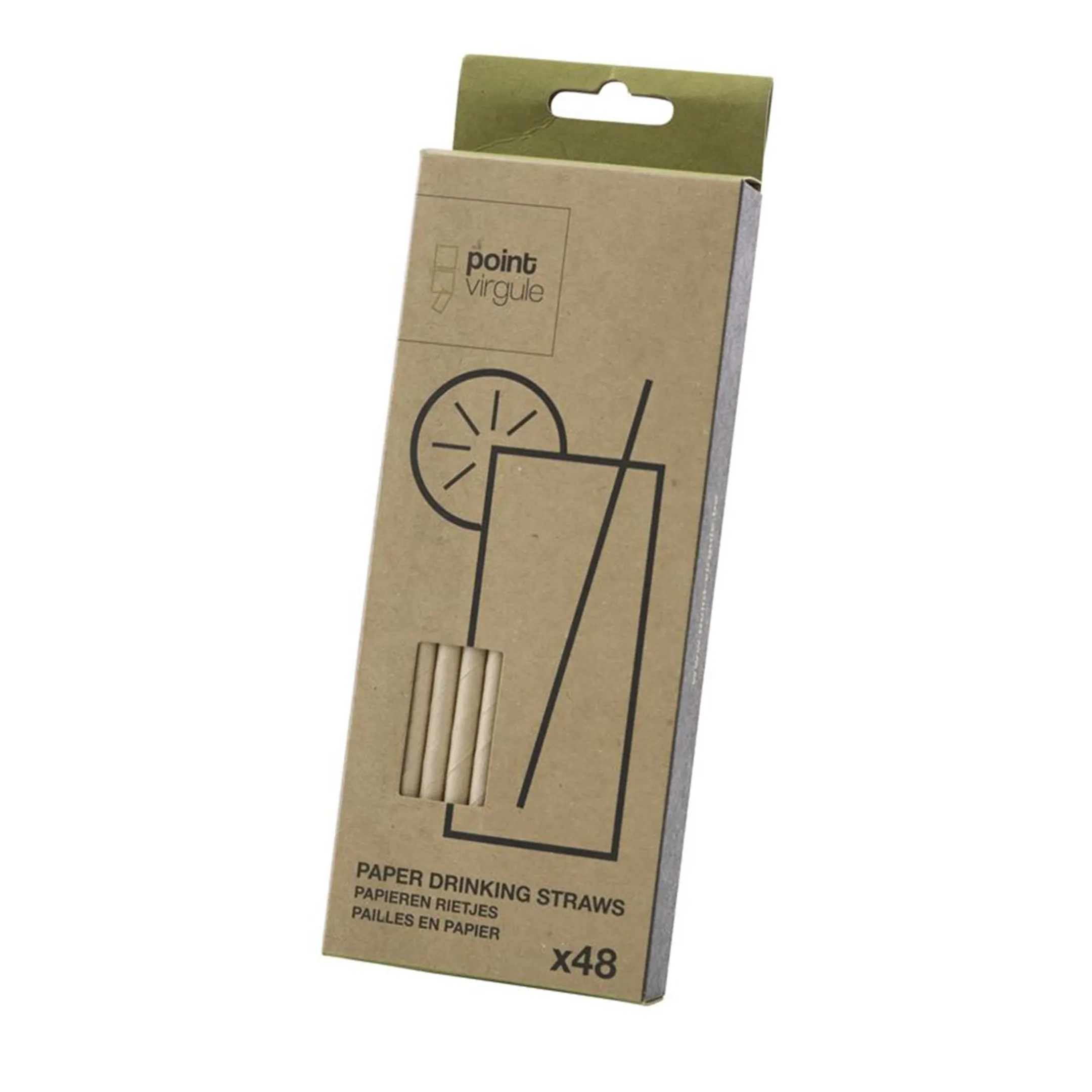 Set de 48 pailles en papier brun - 19,5 cm