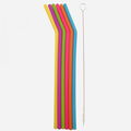 Dotz SET DE 6 PAILLES COURBES EN SILICONE MULTICOLORE AVEC BROSSE DE NETTOYAGE 25CM