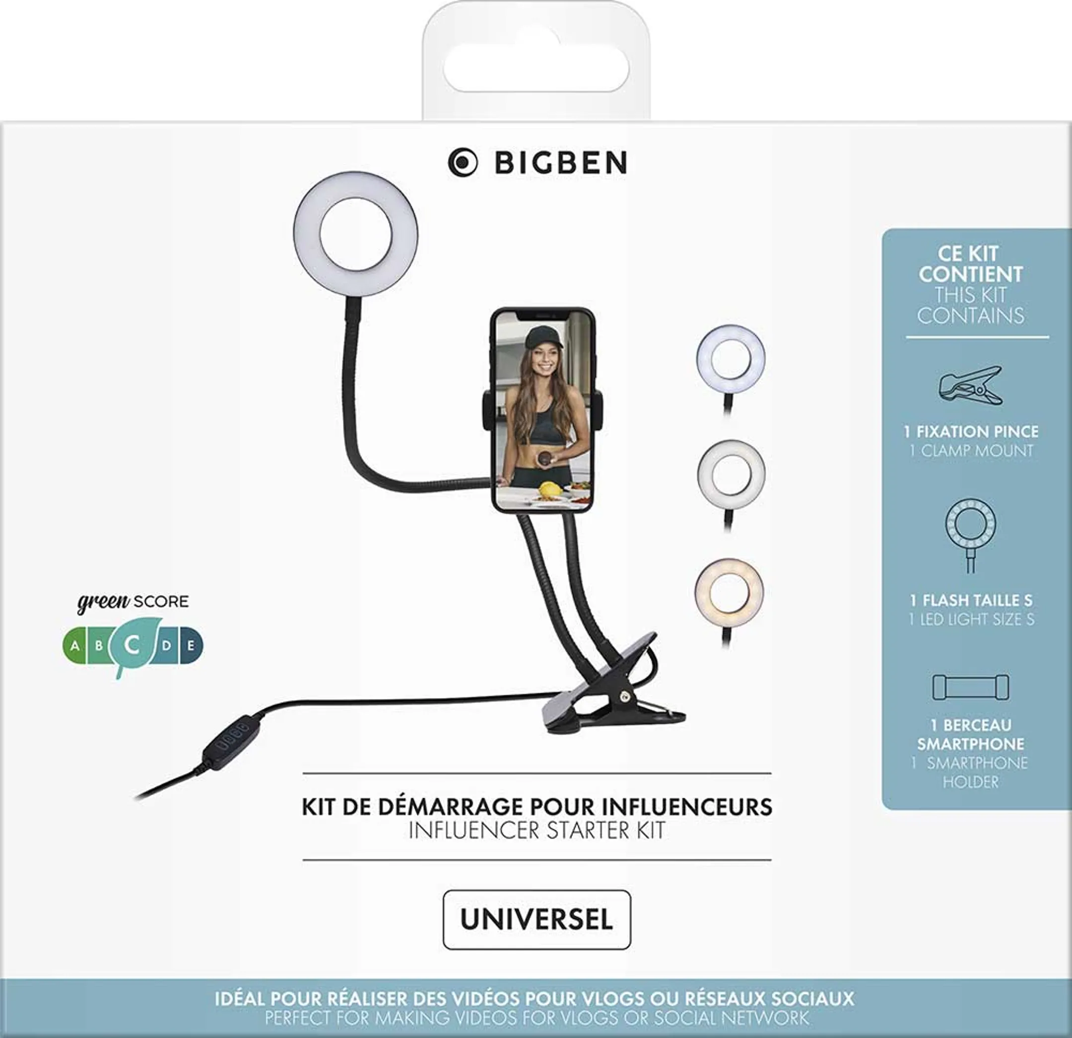 BigBen Kit pour vloggers avec fixation pince et lumière LED image