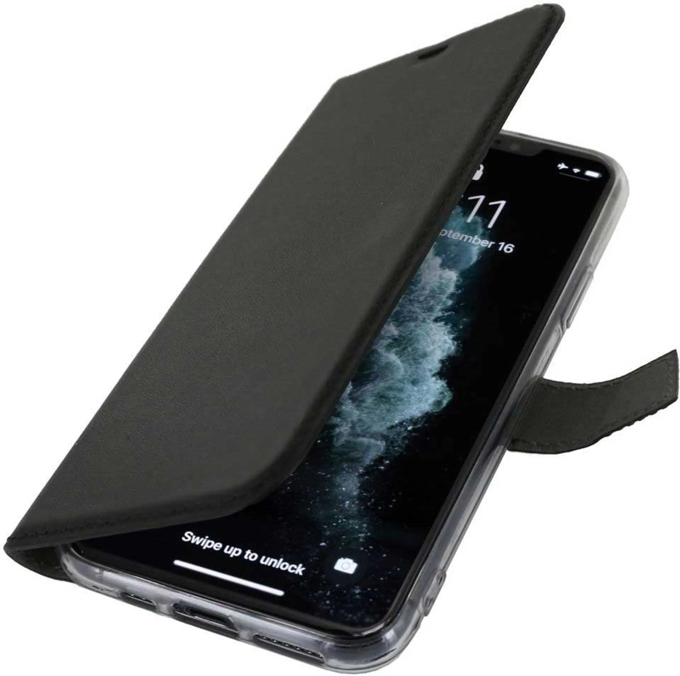 Adeqwat Kunstlederen walletcover voor iPhone 11 Pro Max - Zwart image
