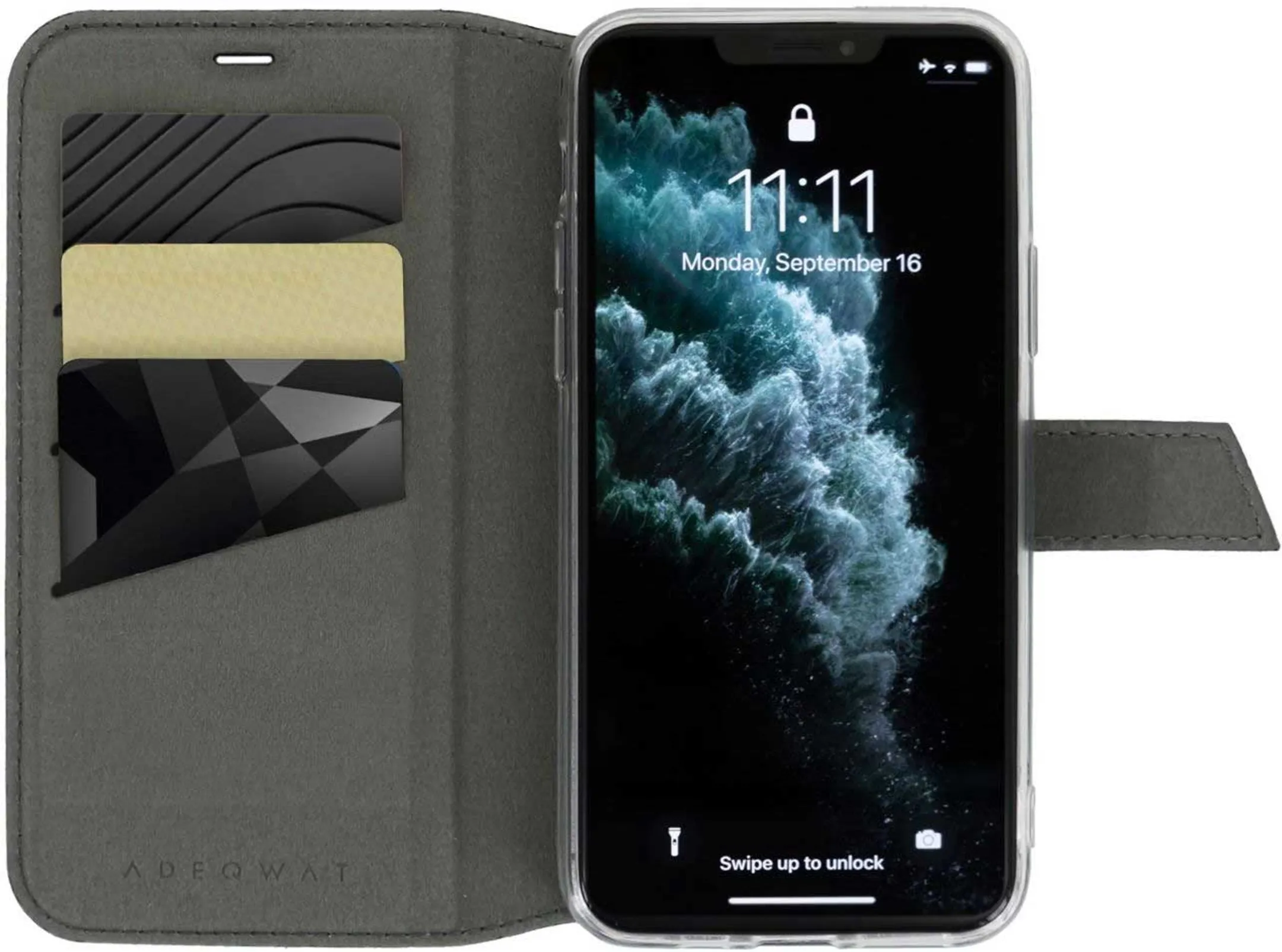 Adeqwat Kunstlederen walletcover voor iPhone 11 Pro Max - Zwart image