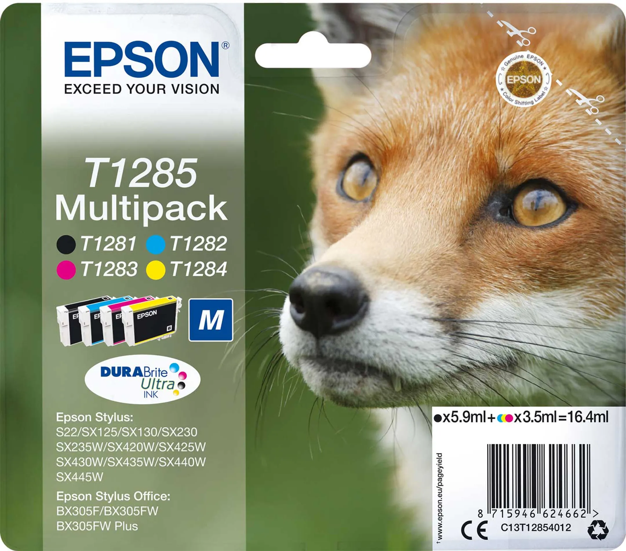 Multipack DURABrite™ Ultra Ink T1285 Noir + 3 couleurs
