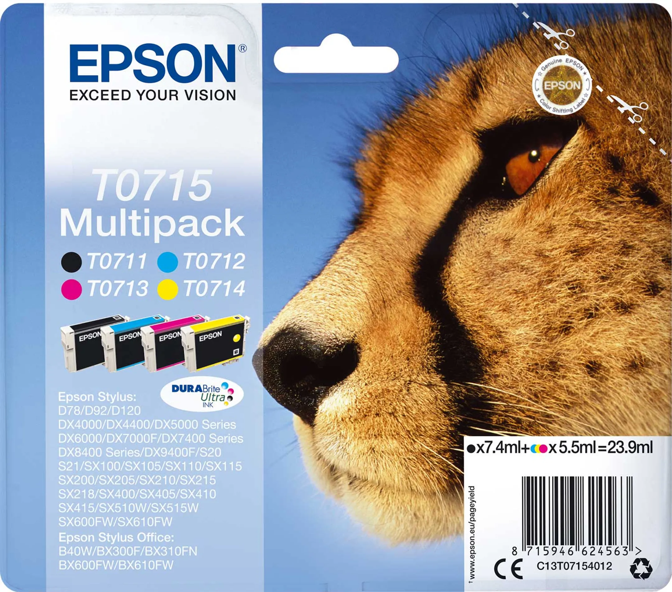 Multipack DURABrite™ Ultra Ink T0715 Noir + 3 couleurs