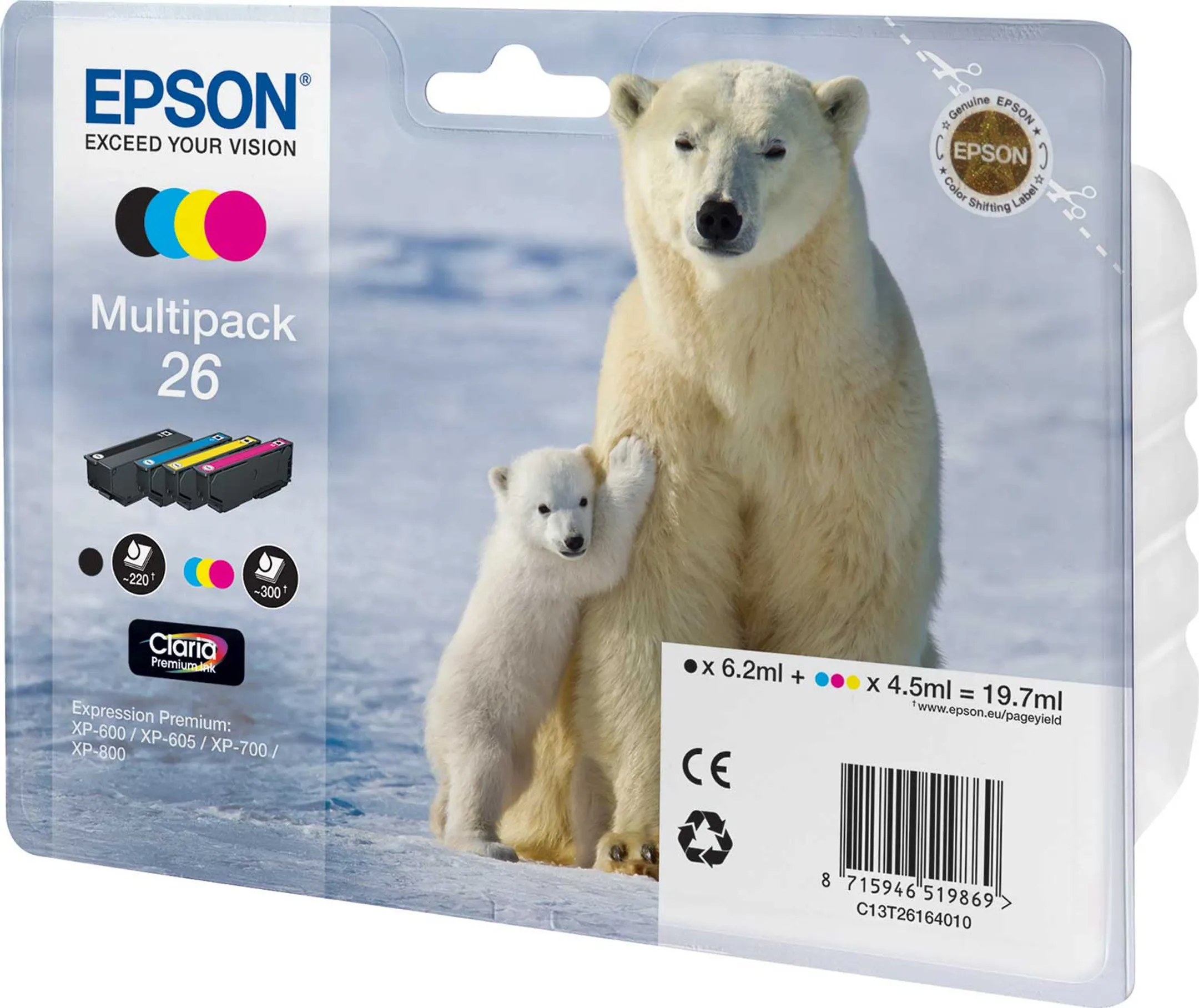 Multipack Claria™ Premium Ink 26 Noir + 3 couleurs