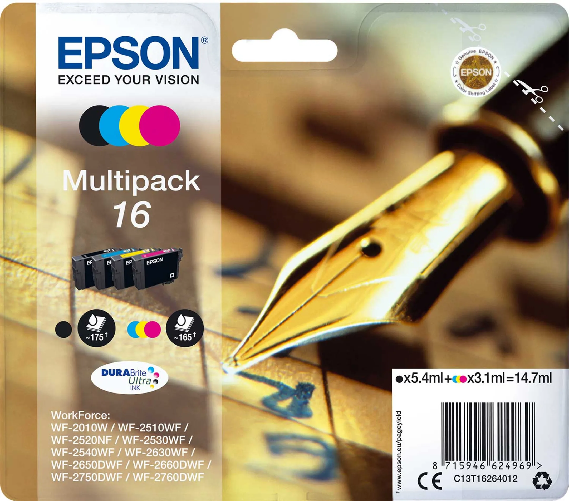 Multipack DURABrite™ Ultra Ink 16 Noir + 3 couleurs