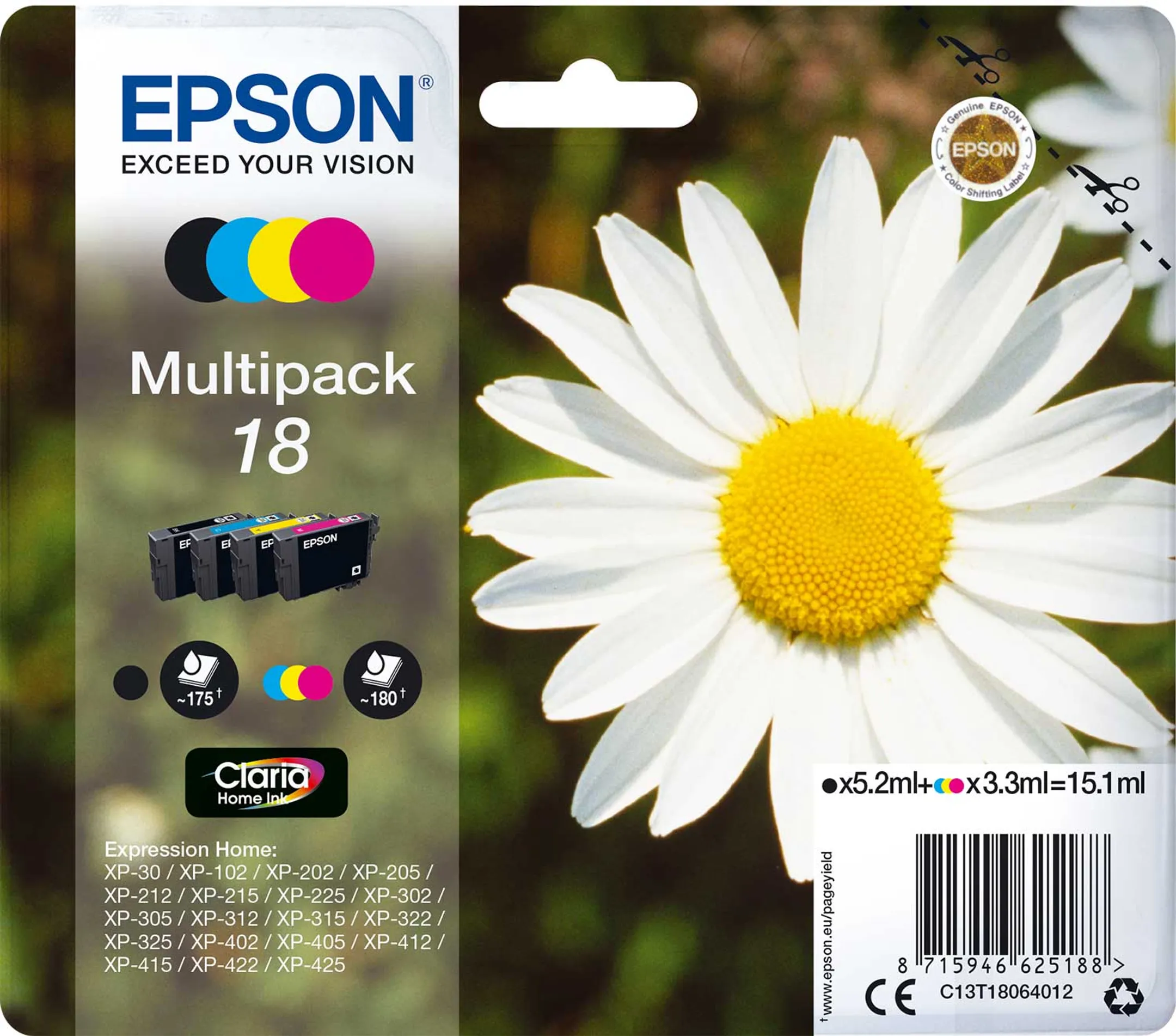 Epson Multipack Claria™ Home Ink 18 Noir + 3 couleurs image
