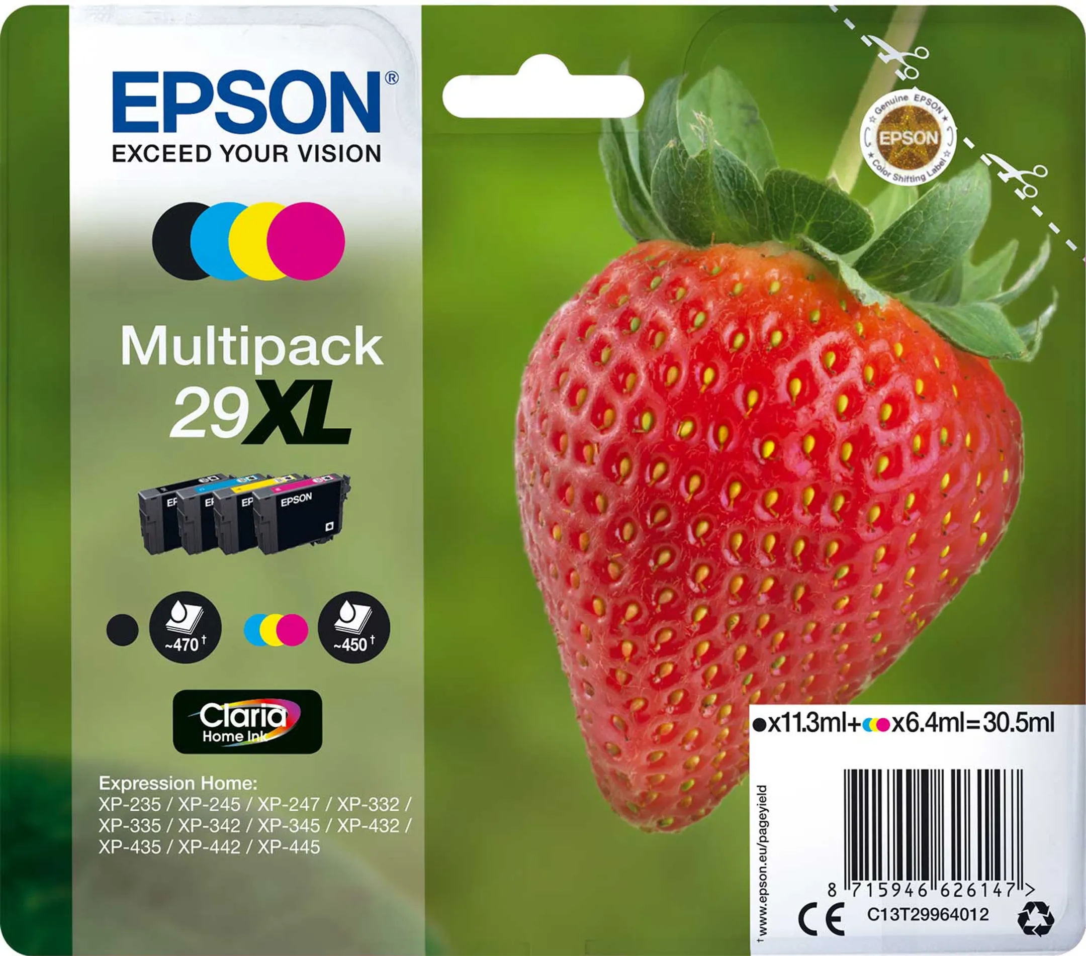 Multipack Claria™ Home Ink 29XL Noir + 3 couleurs