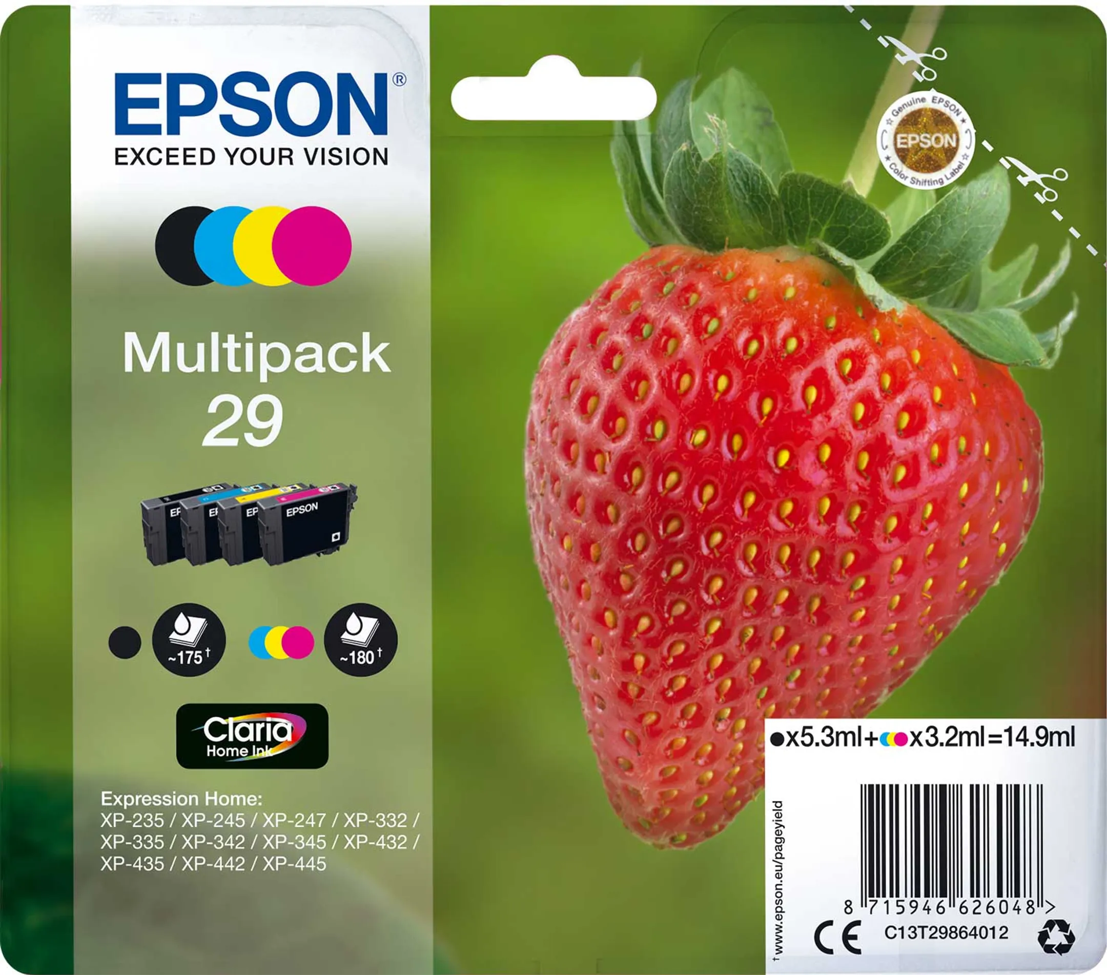 Multipack Claria™ Home Ink 29 Noir + 3 couleurs
