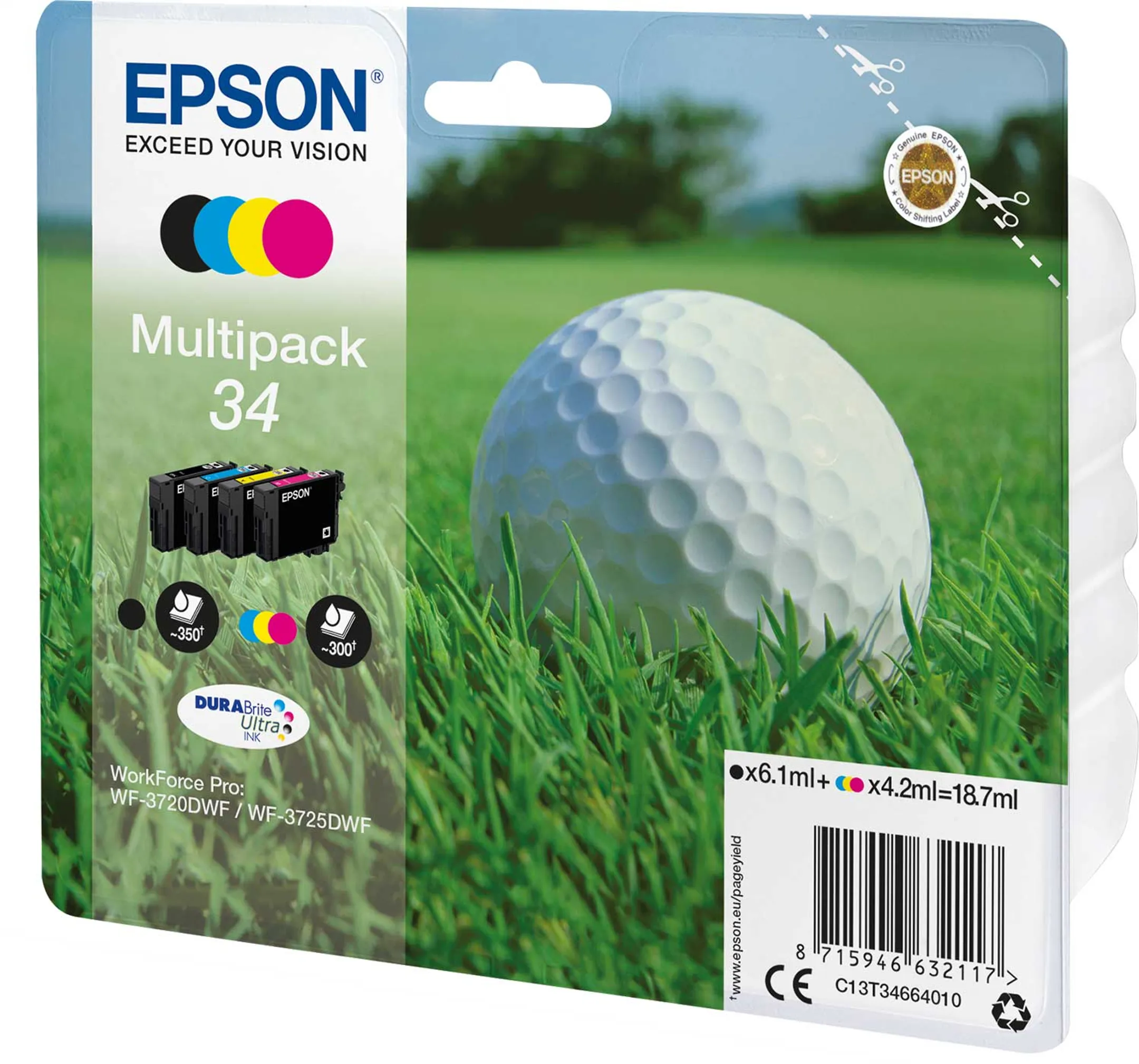 Multipack DURABrite™ Ultra Ink 34 Noir + 3 couleurs