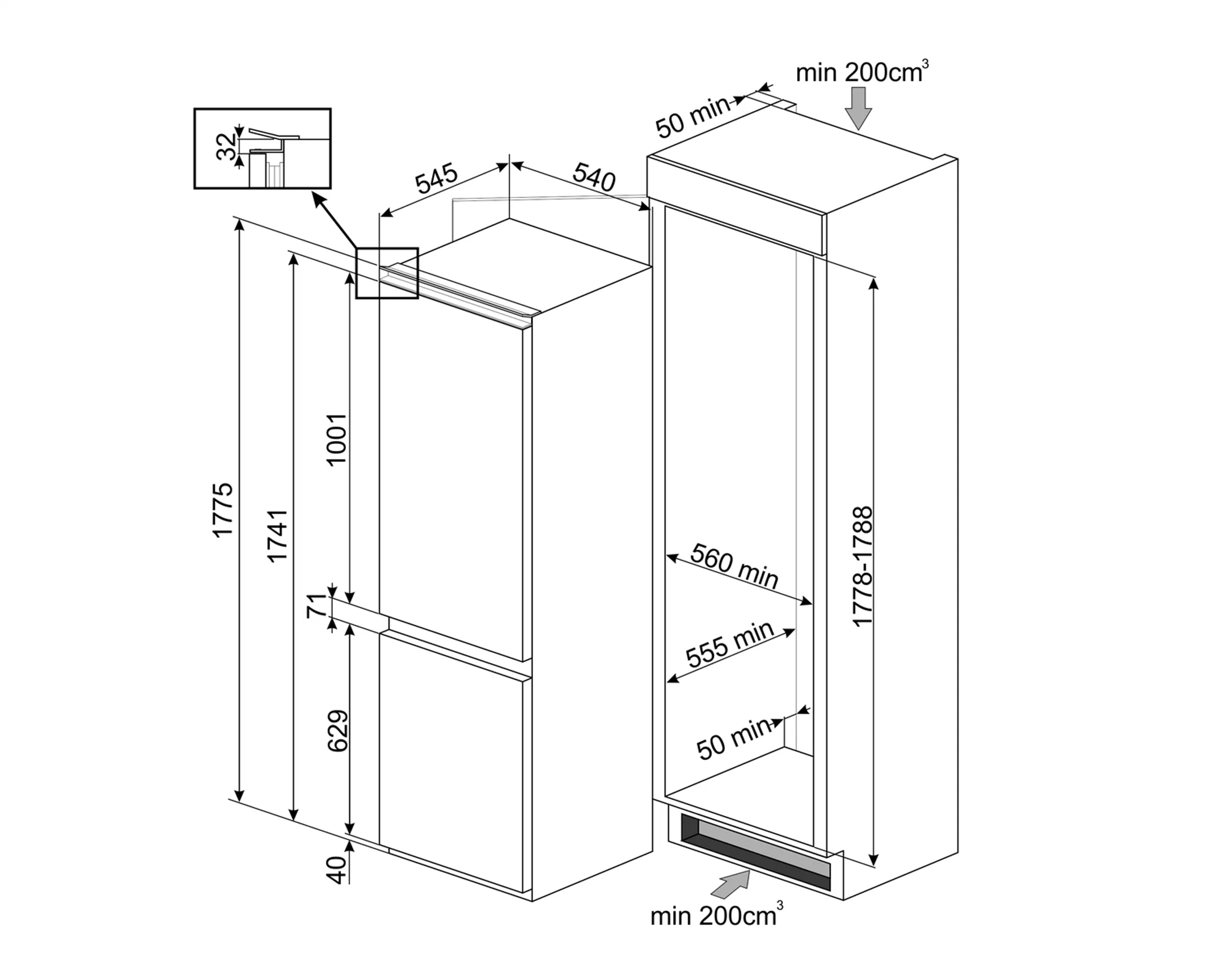 Smeg Inbouw koelkast met diepvries C3170NE image