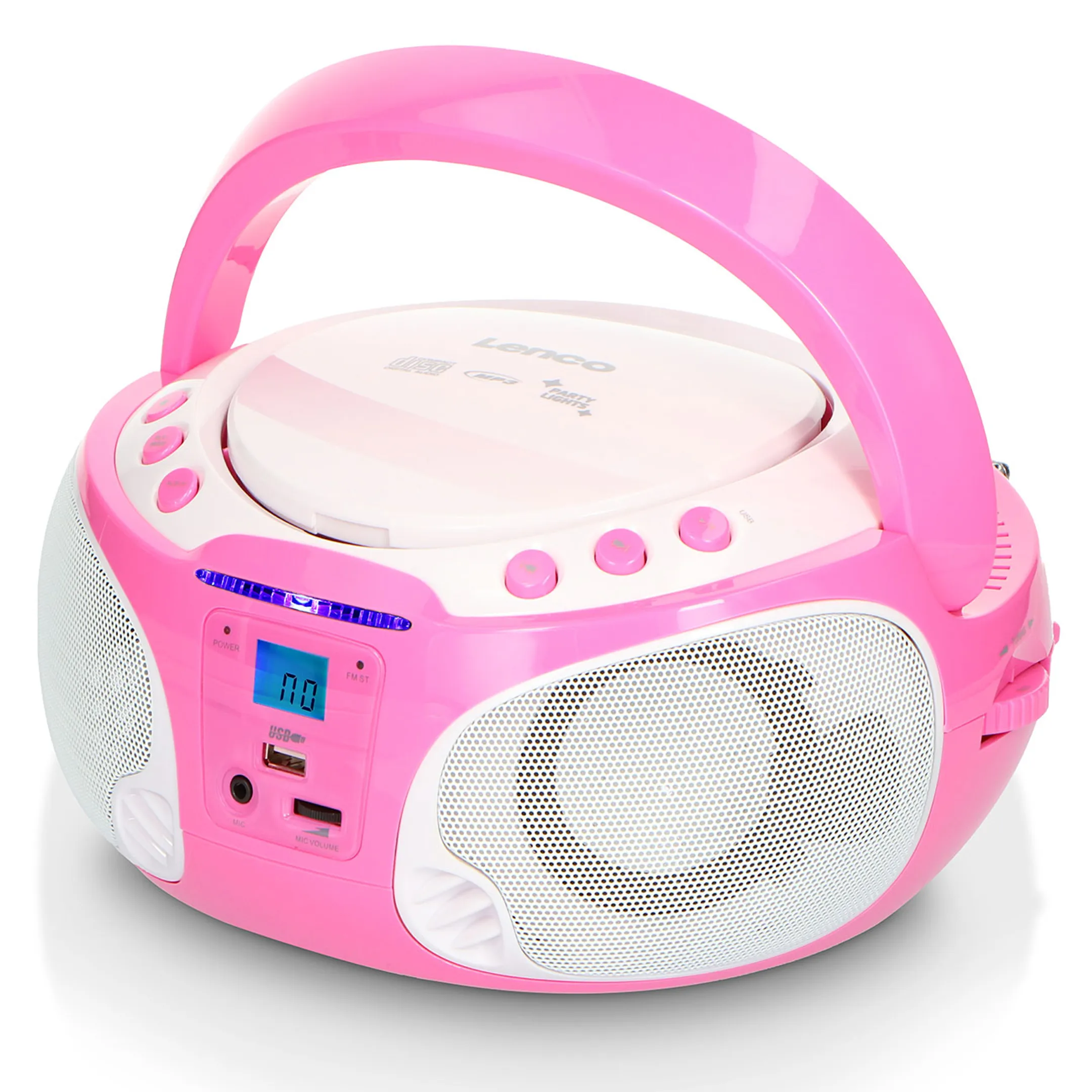 Lenco Draagbare FM-radio met microfoon en CD-speler - SCD-650PK - Roze image