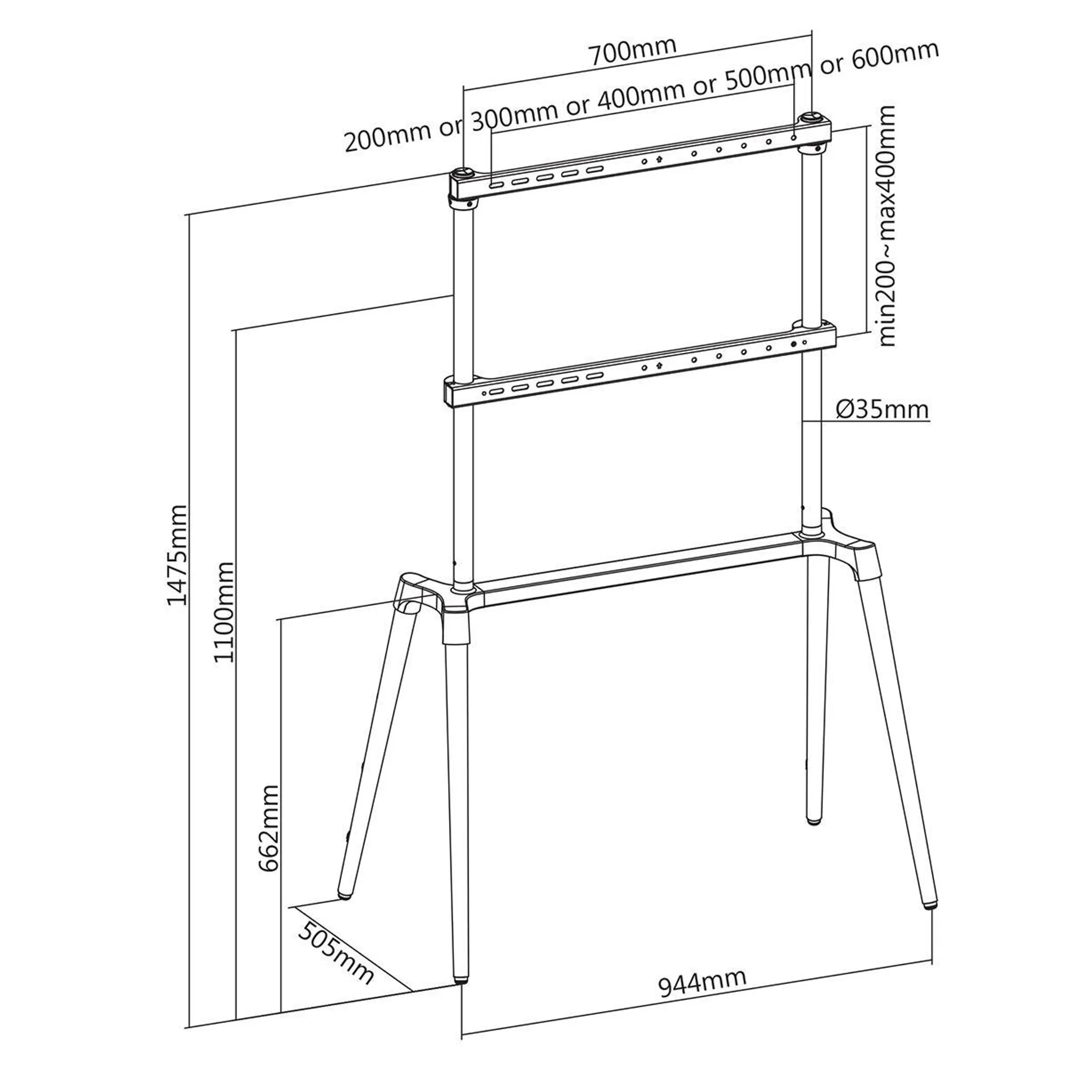 Nedis Support TV sur Pied TVSM7250BK image