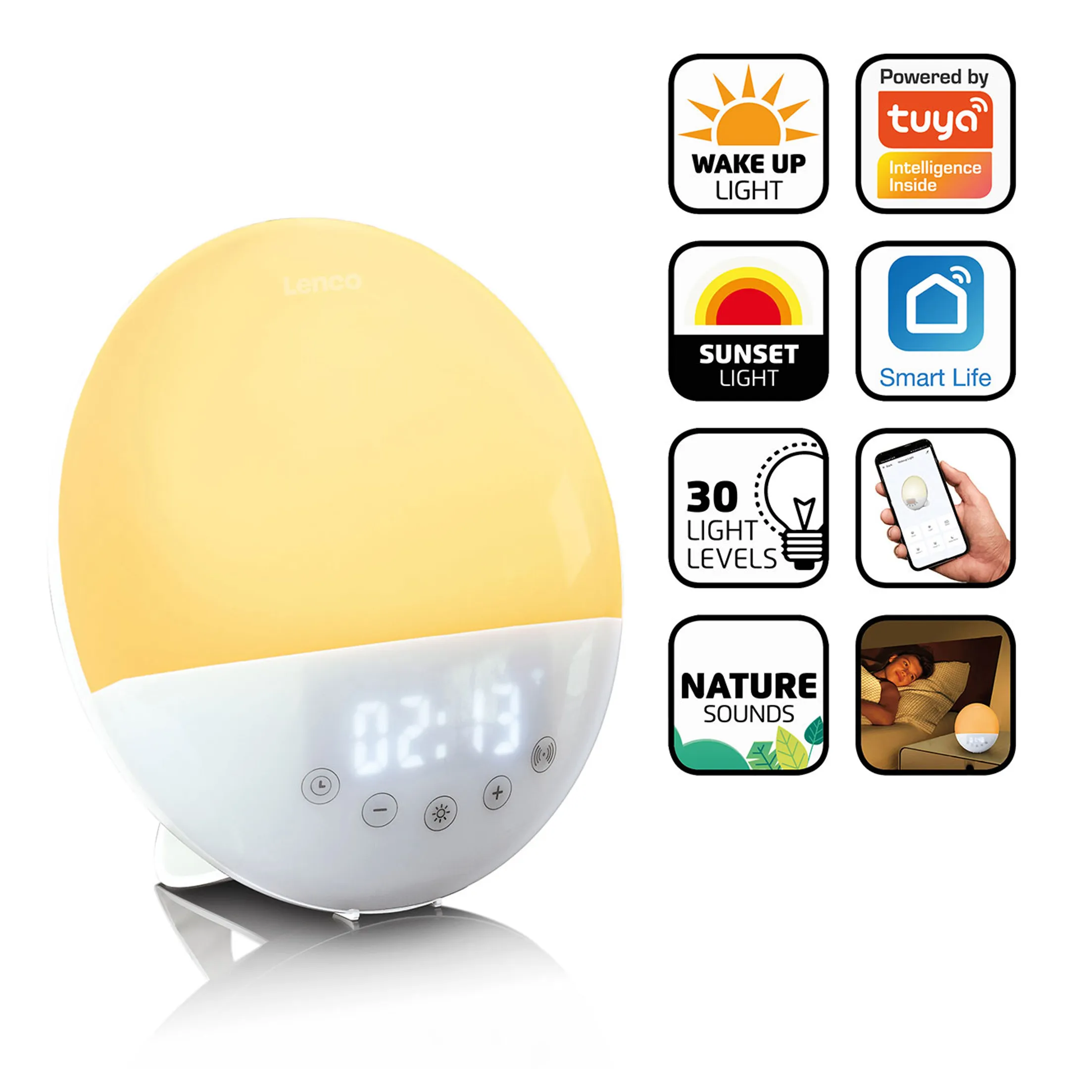 Lenco Radio réveil wake up light - CRW-110WH image