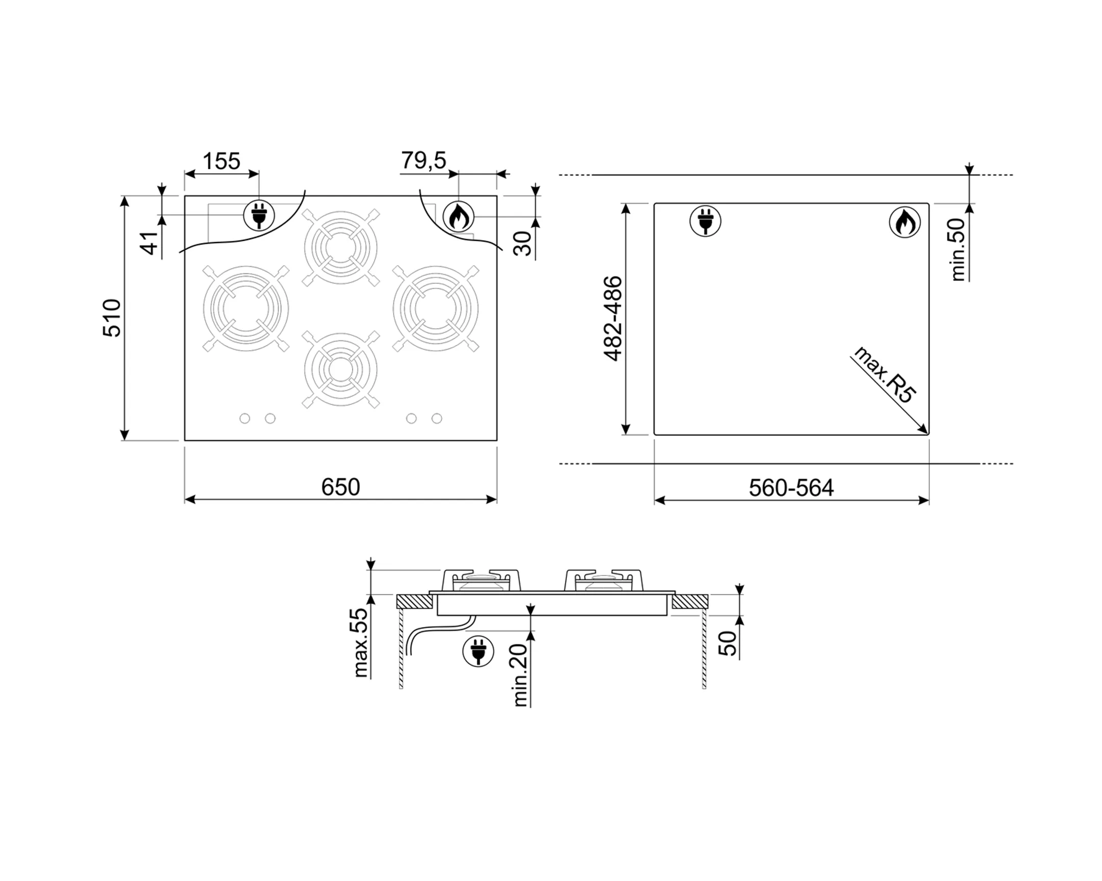 Smeg Taque au gaz PV664LCNX image