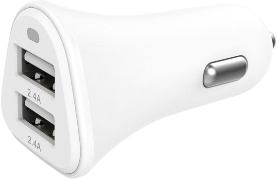 Dual 2,4 A USB A-autolader - Wit