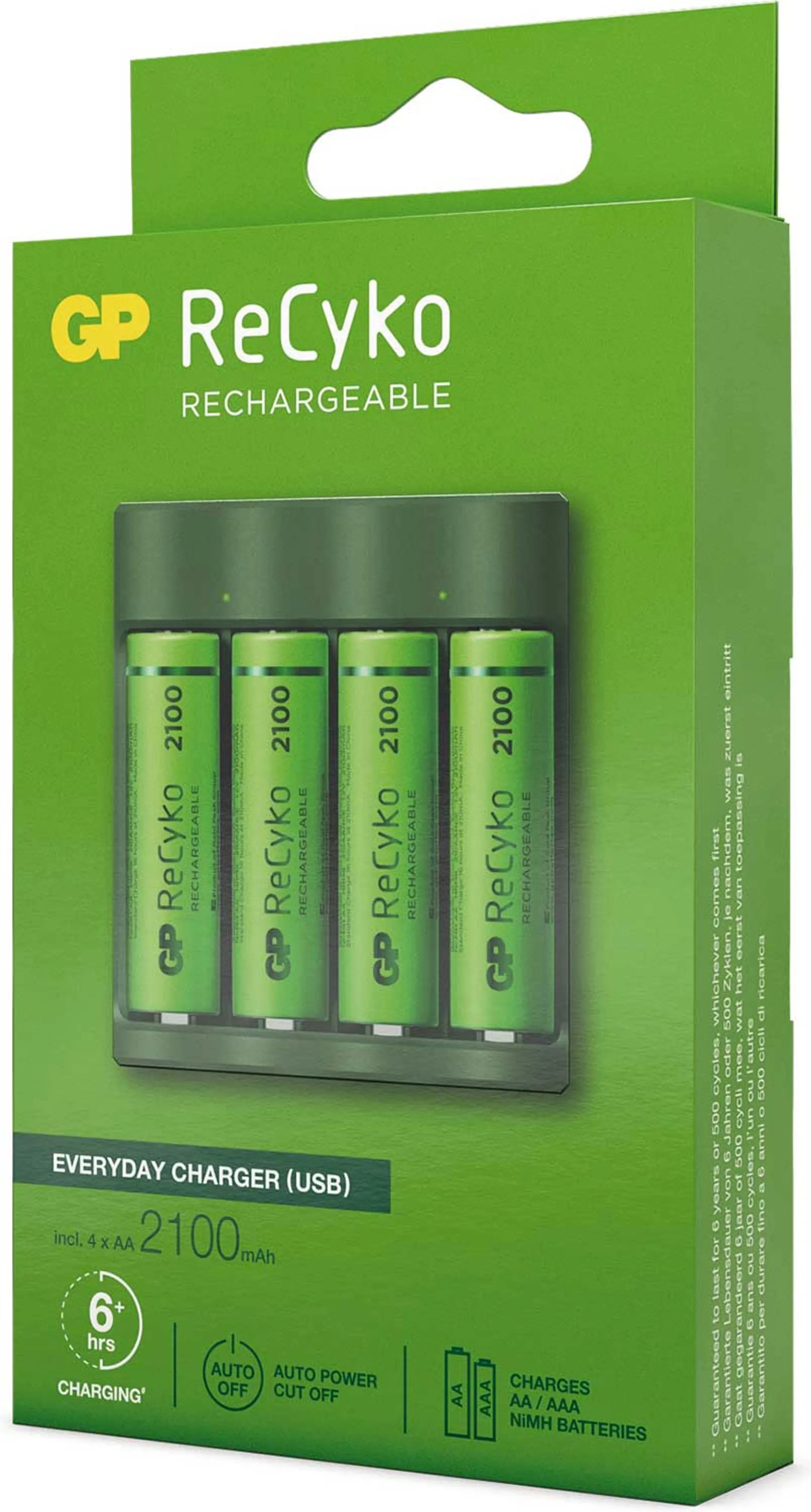 GP B421 USB batterijlader + 4x AA - 2.100 mAh image