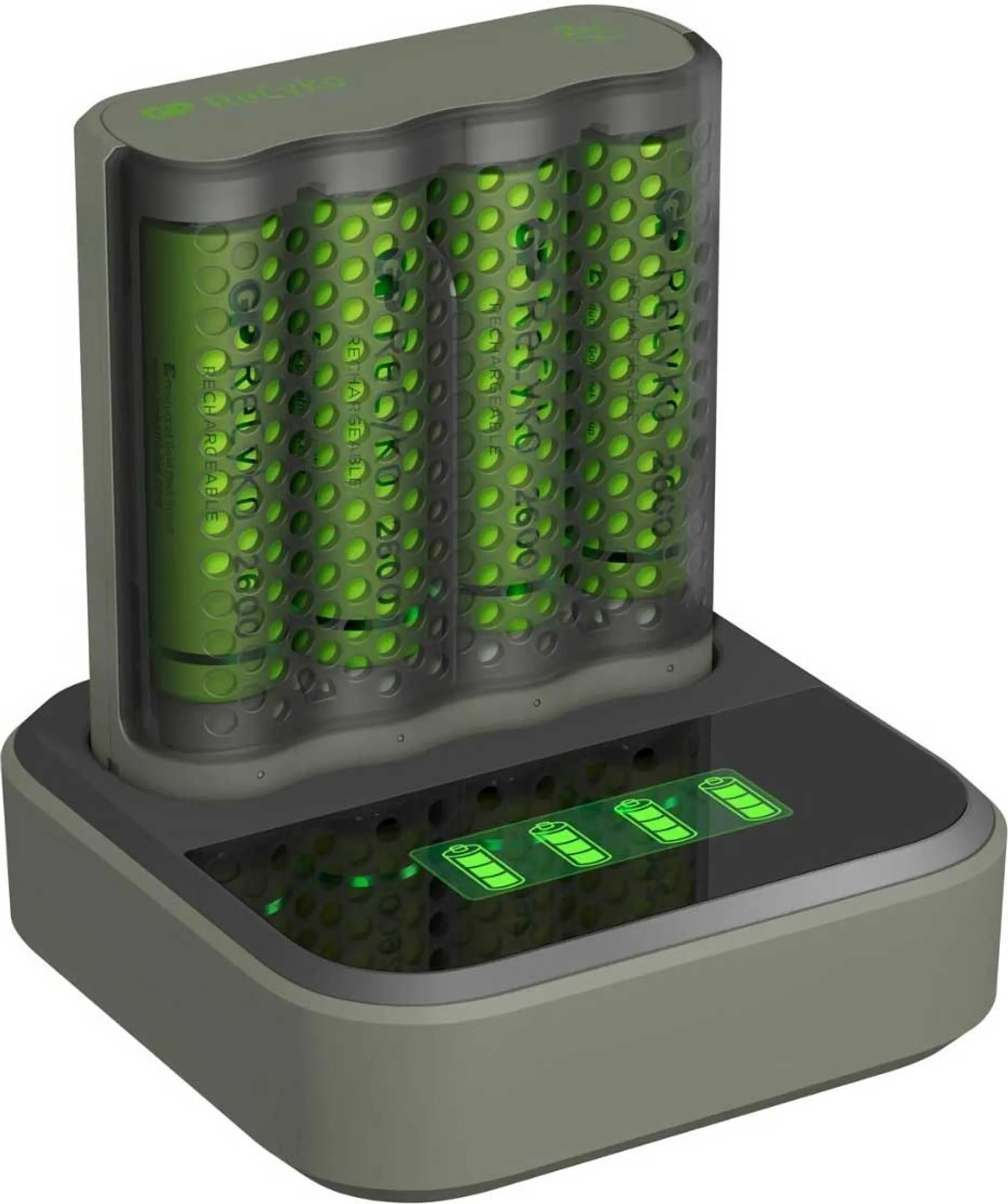 GP M451 USB batterijlader met dockingstation + 4x AA - 2.600 mAh image