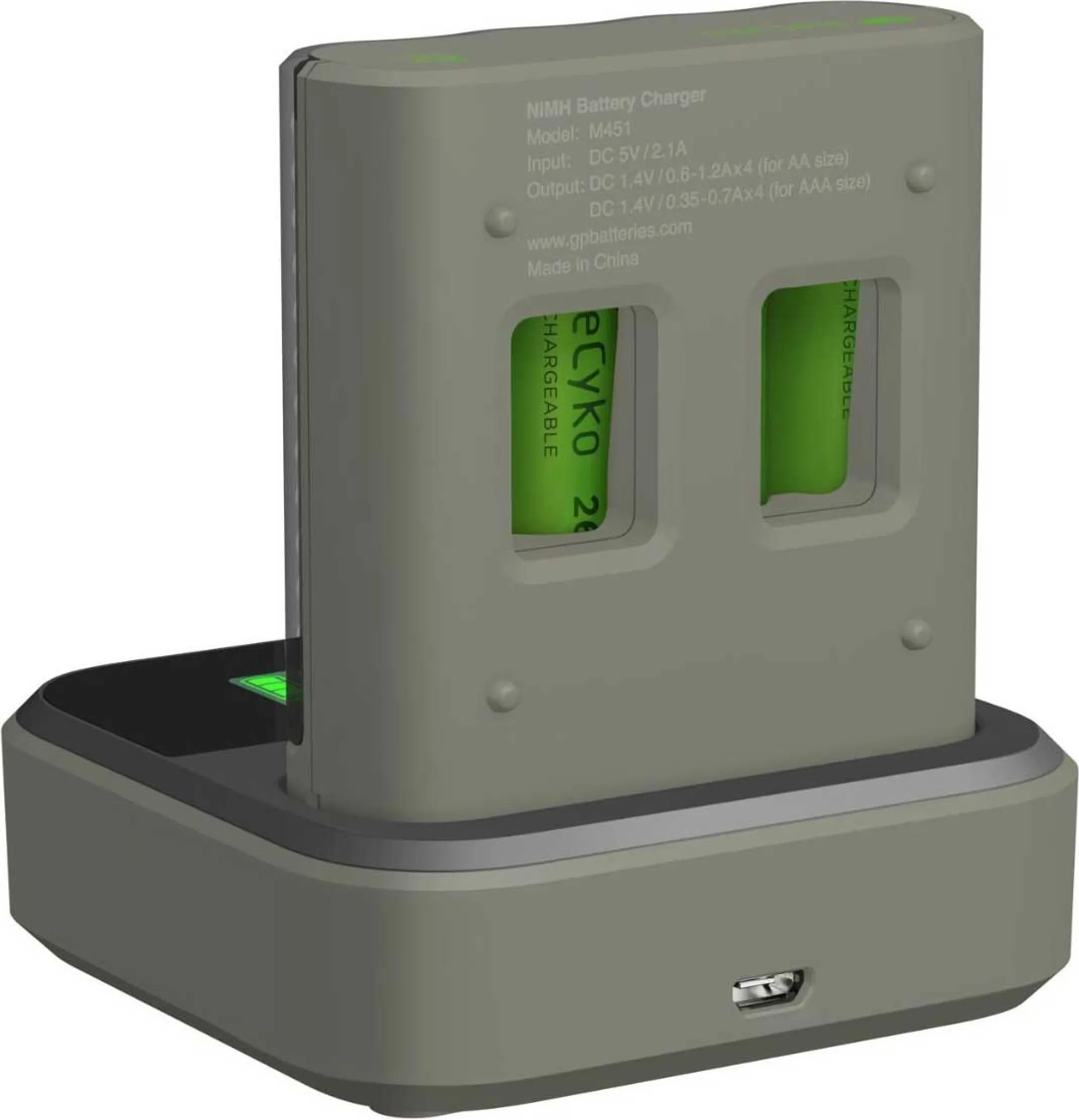GP M451 USB batterijlader met dockingstation + 4x AA - 2.600 mAh image