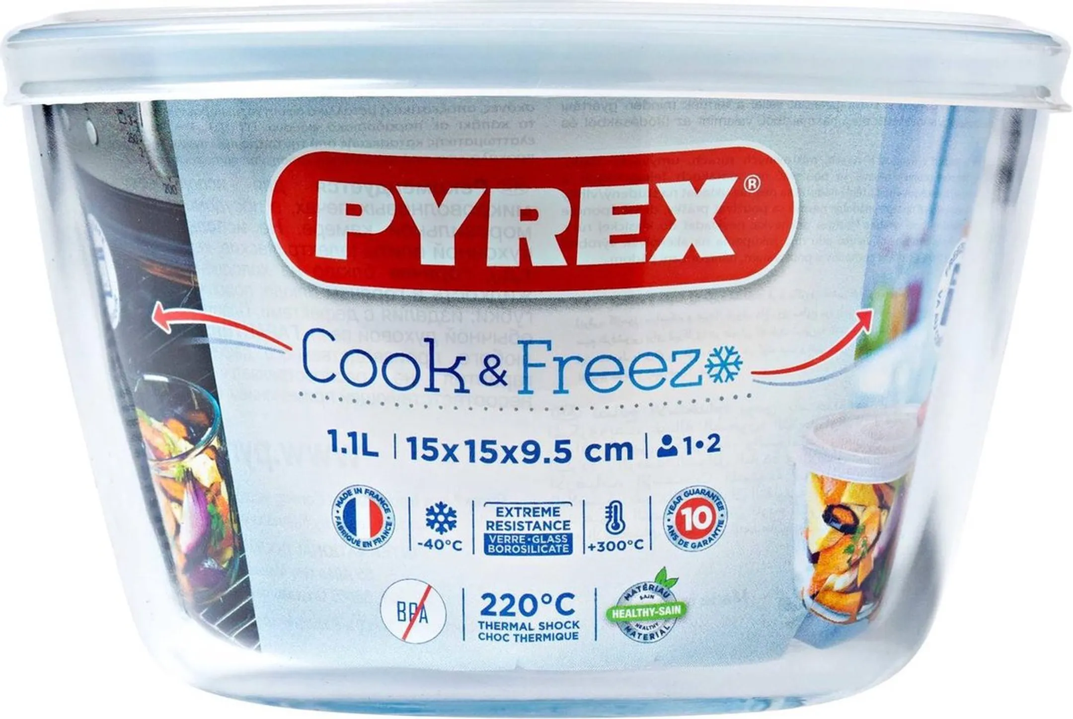 Pyrex Plat Rond en Verre avec Couvercle Plastique Cook & Freeze 0,6l - 12cm image