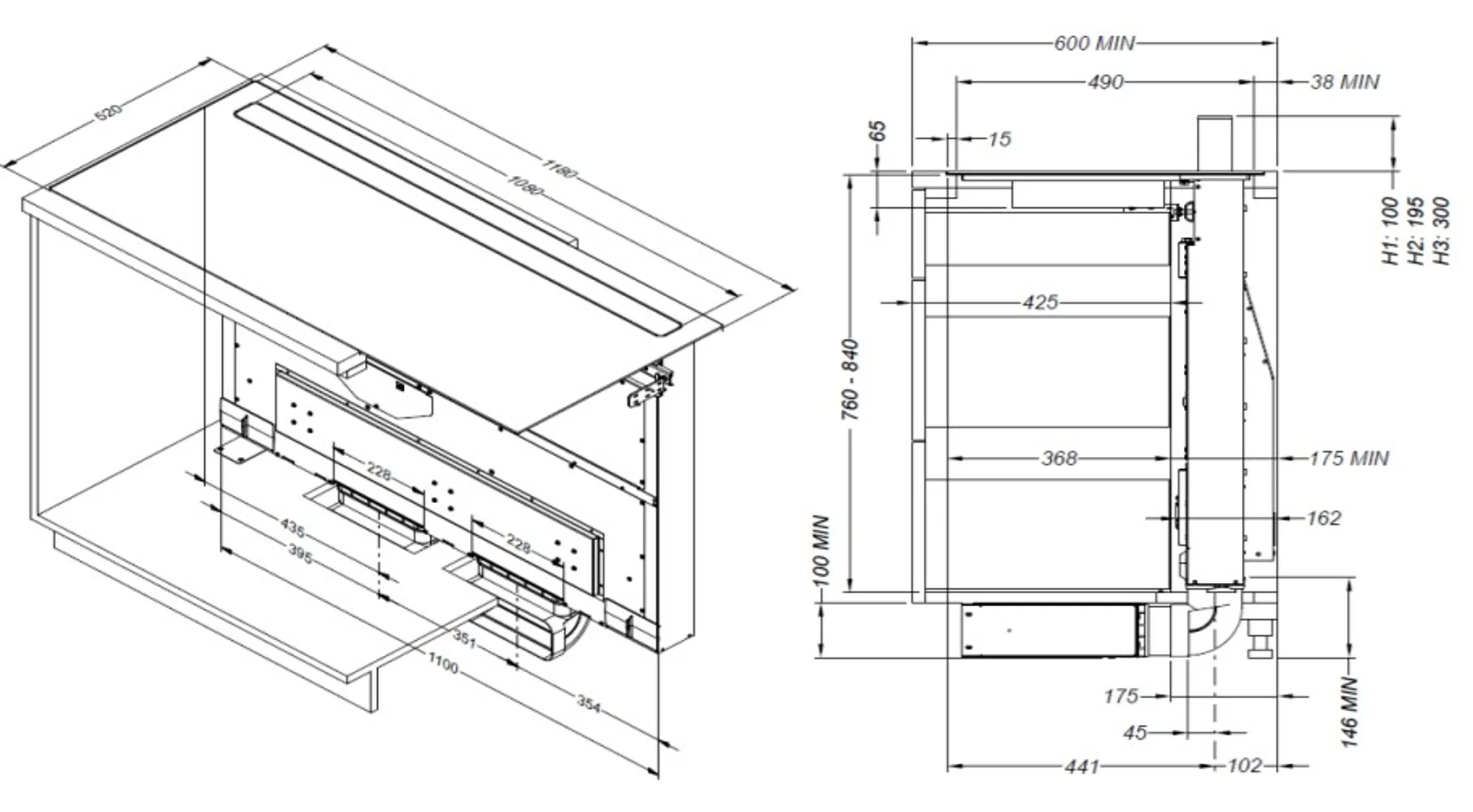 Novy Kookplaat met dampkap Panorama 120 Pro 42110 image