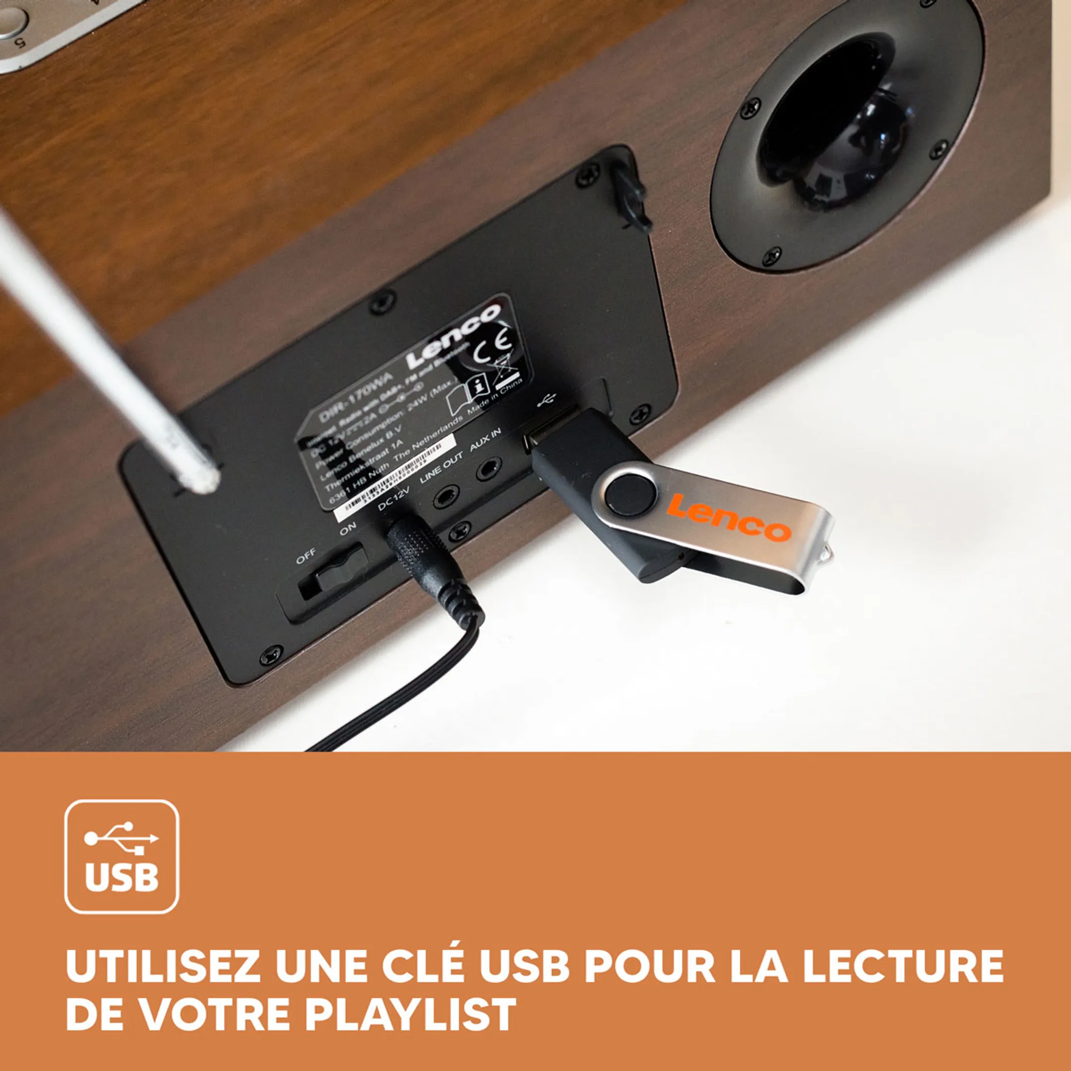 Lenco Internetradio met DAB+ - DIR-170 - Bruin image