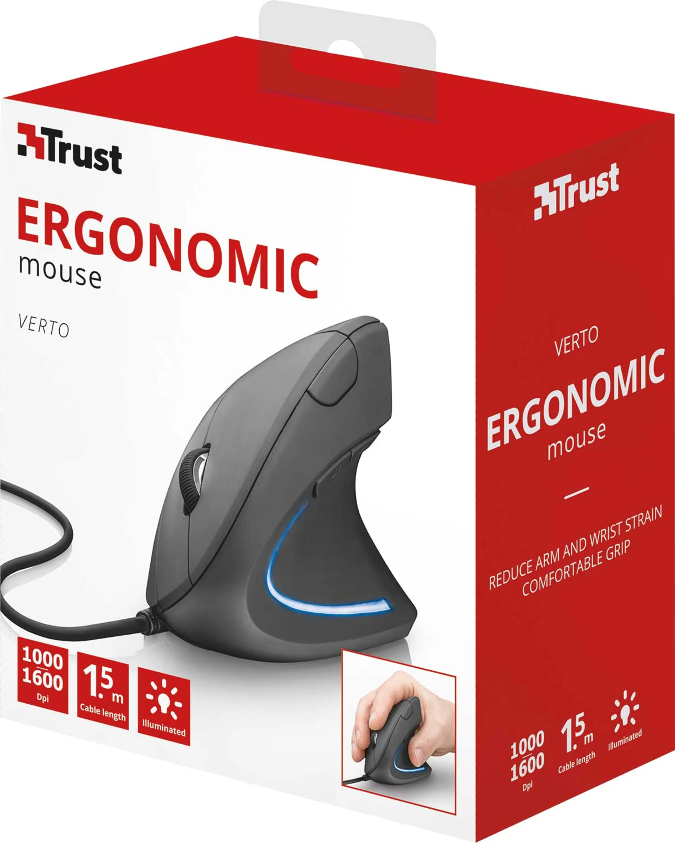 Trust Verto verticale ergonomische muis - Zwart image