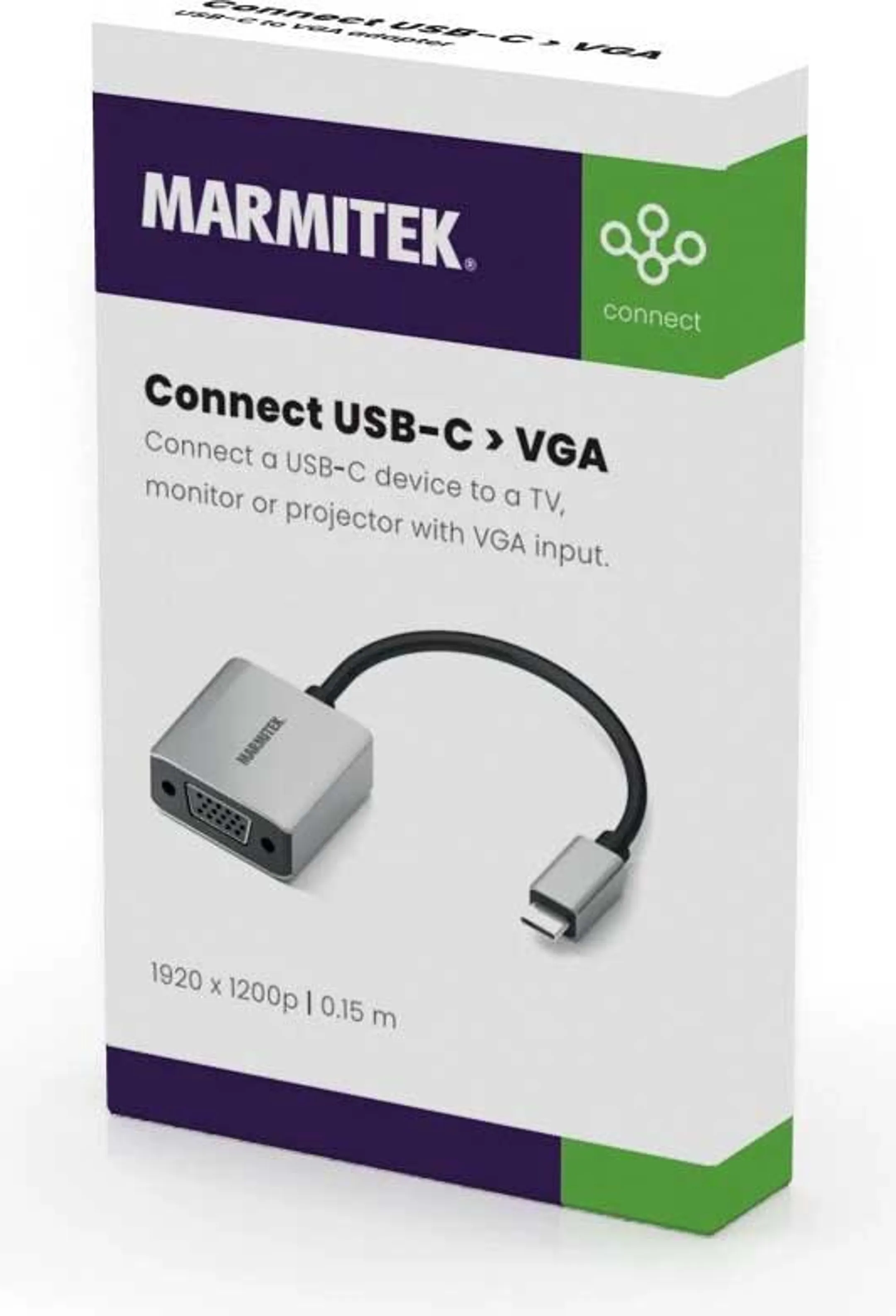 Marmitek VGA (D-Sub) naar USB C-adapter Connect - 15 cm image