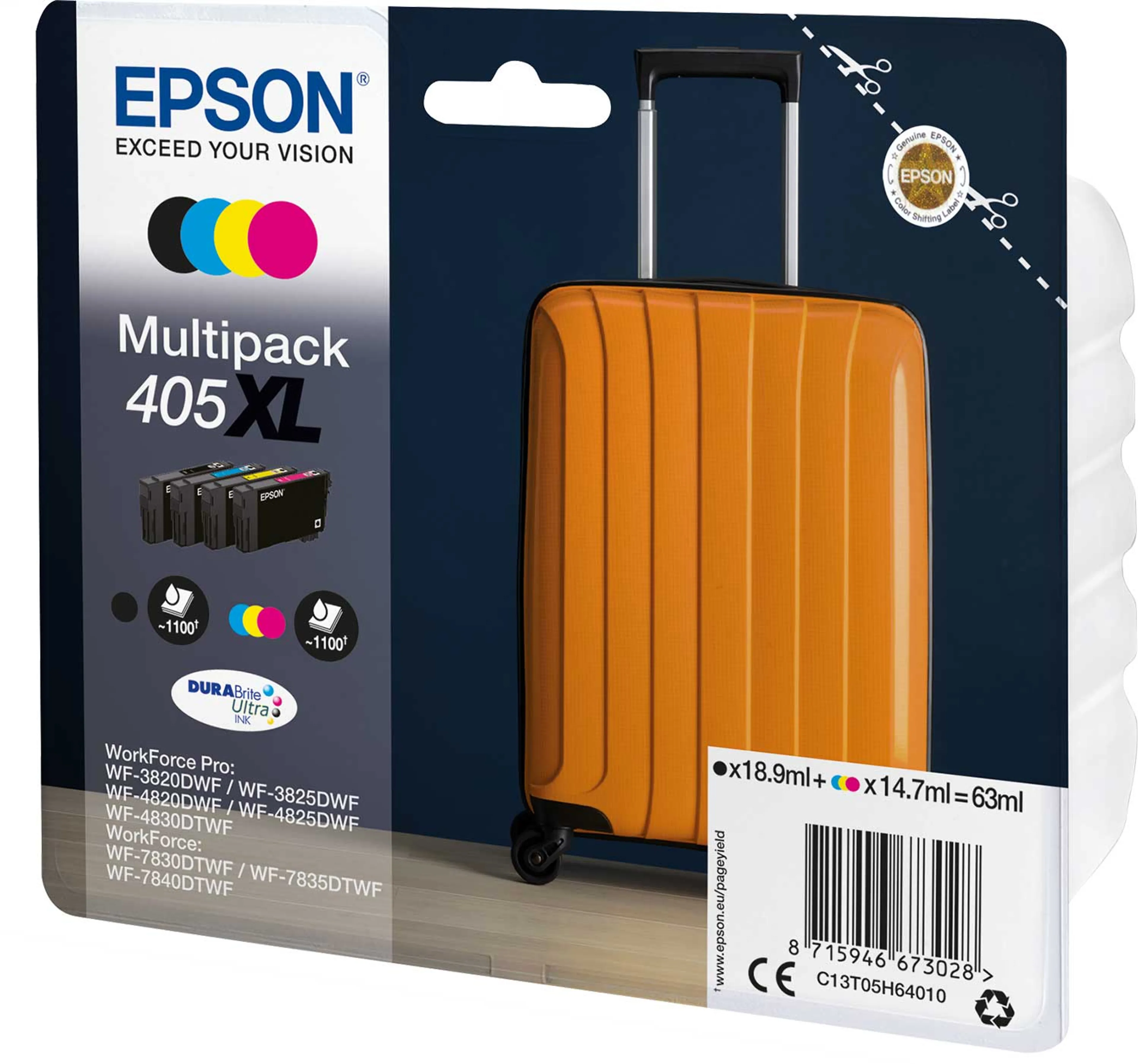 Bundle product Multipack DURABrite Ultra 405XL Zwart + 3 kleuren