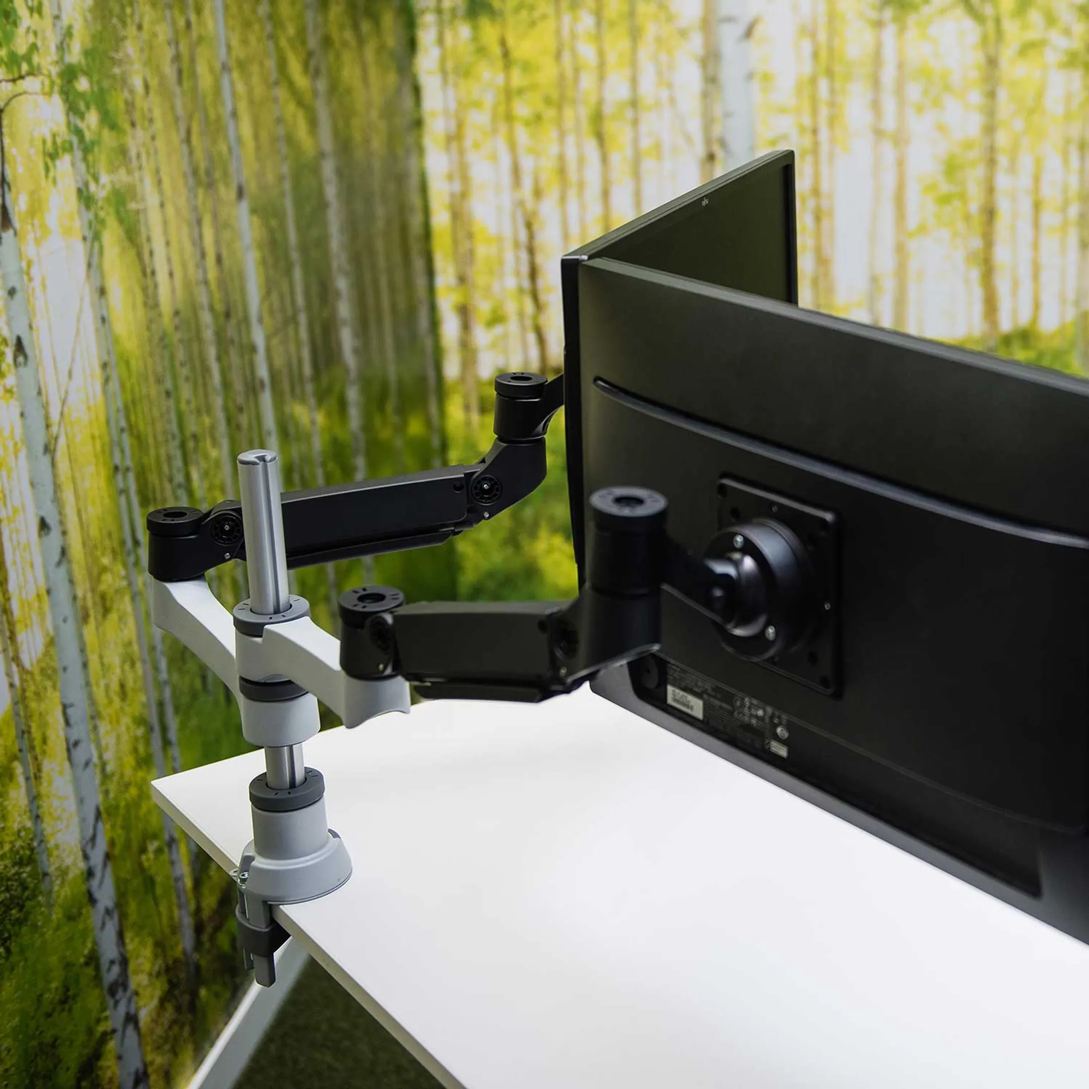 R-GO Caparo 4 D2 dubbele monitorarm voor bureaubevestiging image