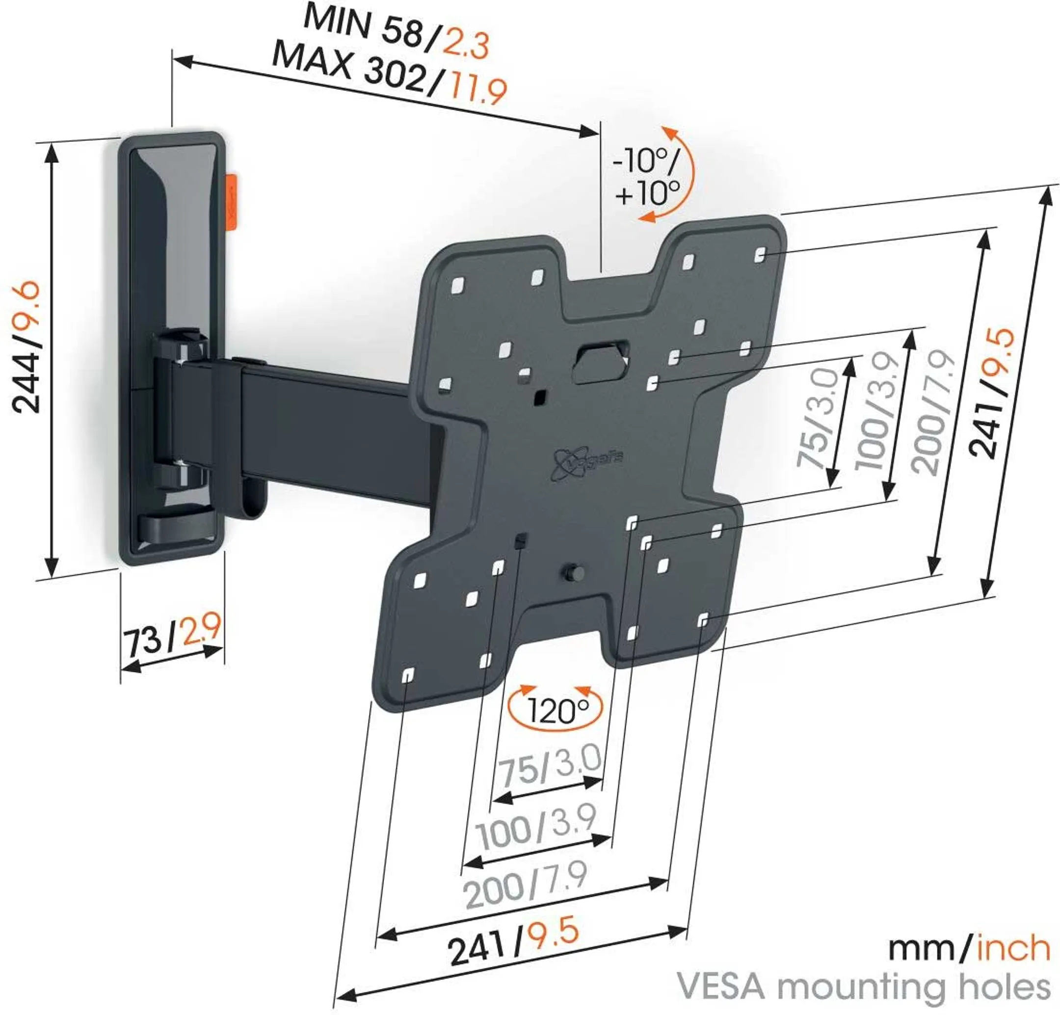 Vogels Draaibare TV-beugel TVM 3225 - 19" tot 43" image