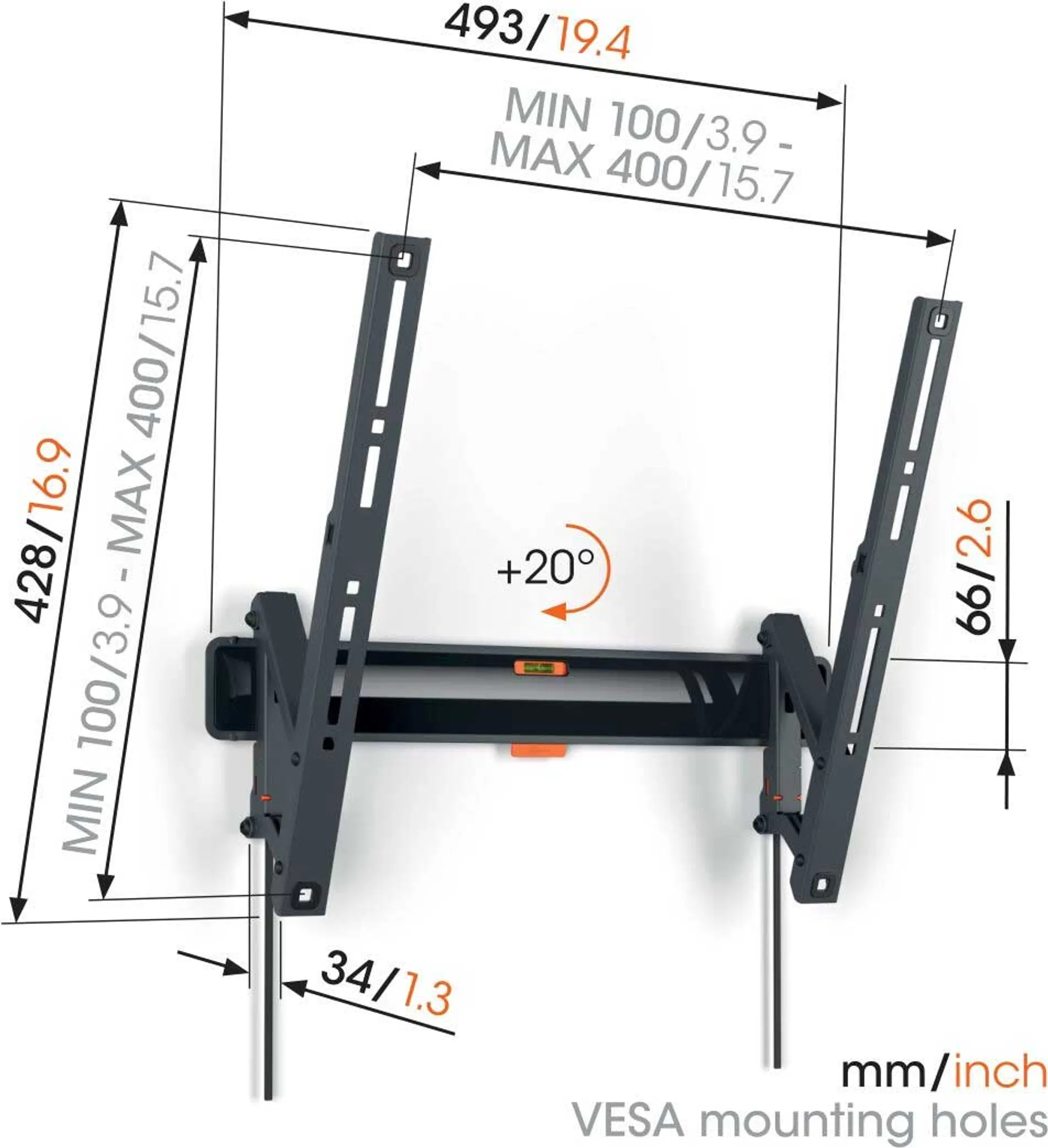 Vogels Kantelbare TV-beugel TVM 3415 - 32" tot 65" image