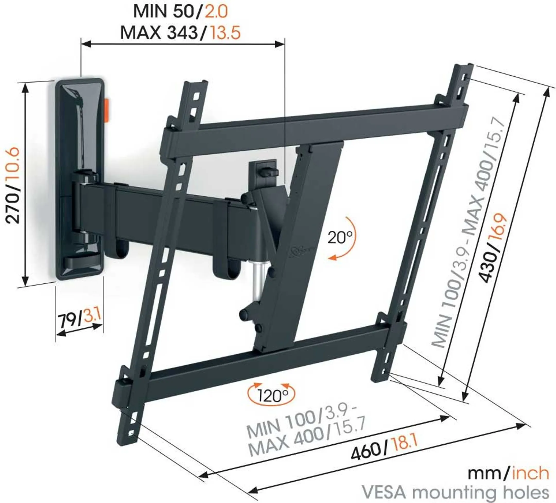 Vogels Draaibare TV-beugel TVM 3425 - 32" t/m 65" image