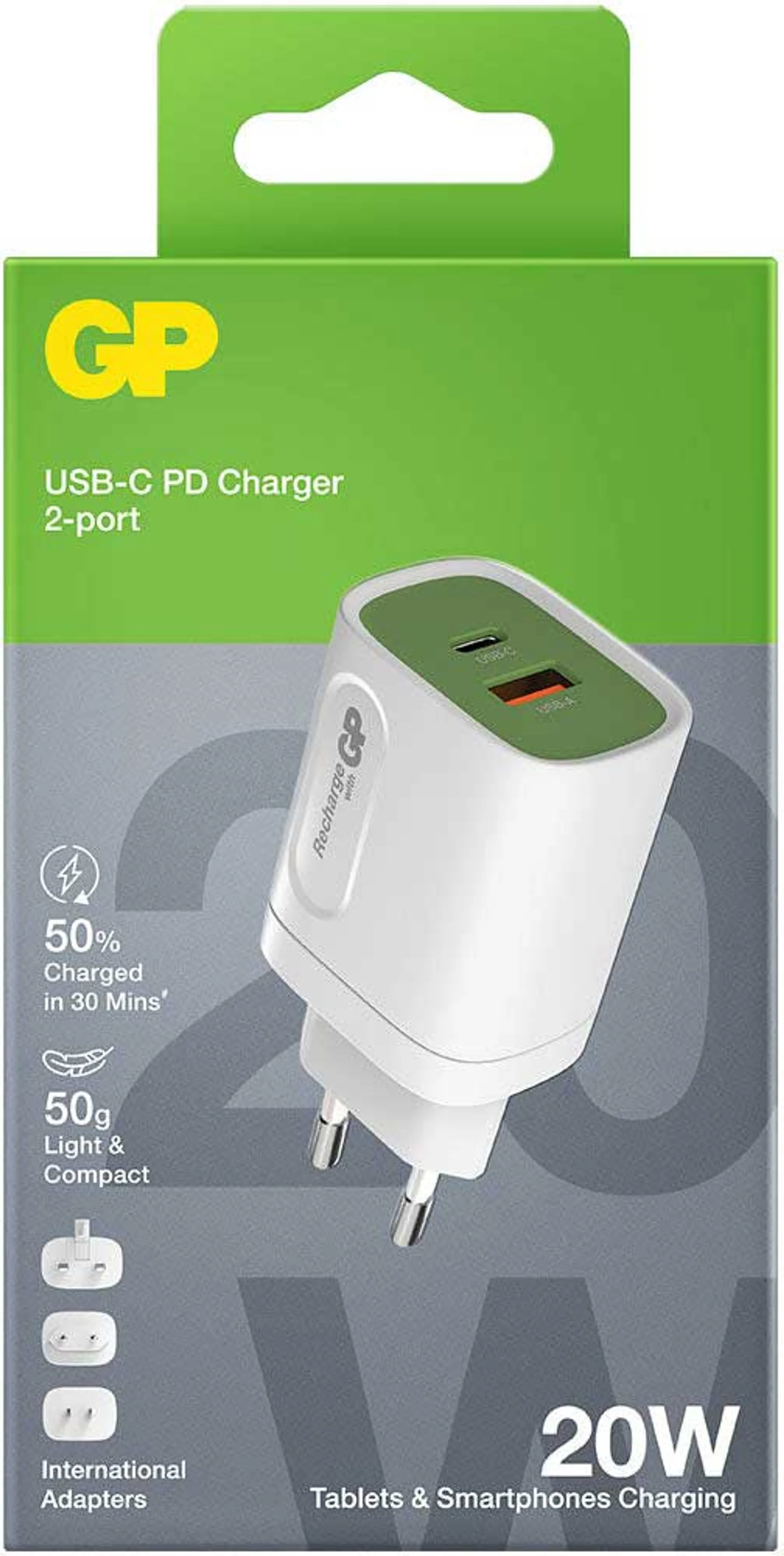 GP Chargeur courant secteur 20 W avec USB C et USB A image