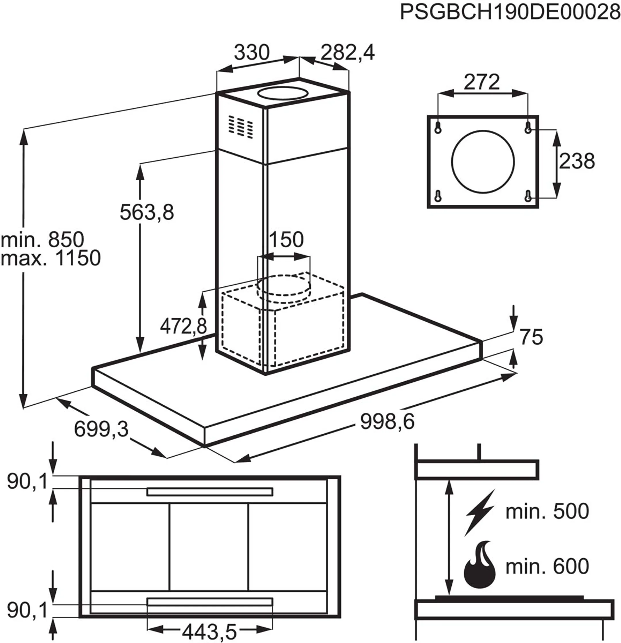AEG Hotte îlot DIK6180HG Hob2Hood image