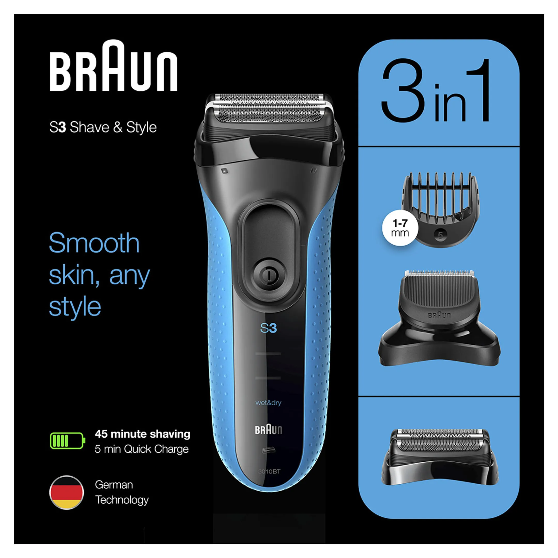 Braun Scheerapparaat Series 3 Shave&Style 3010BT image