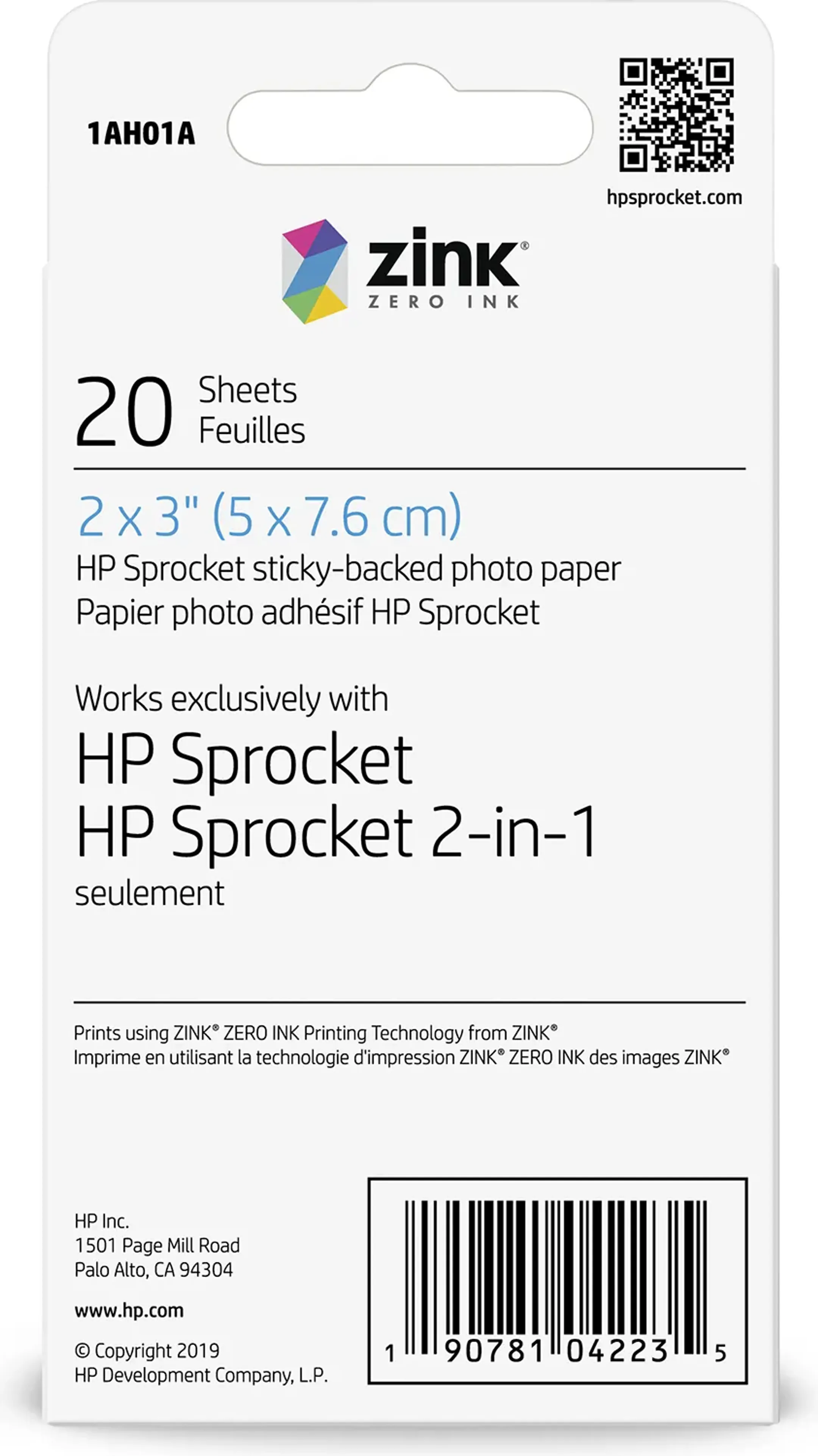 HP ZINK fotopapier/sticker voor HP Sprocket en Sprocket 2-in-1 - 20 vellen image