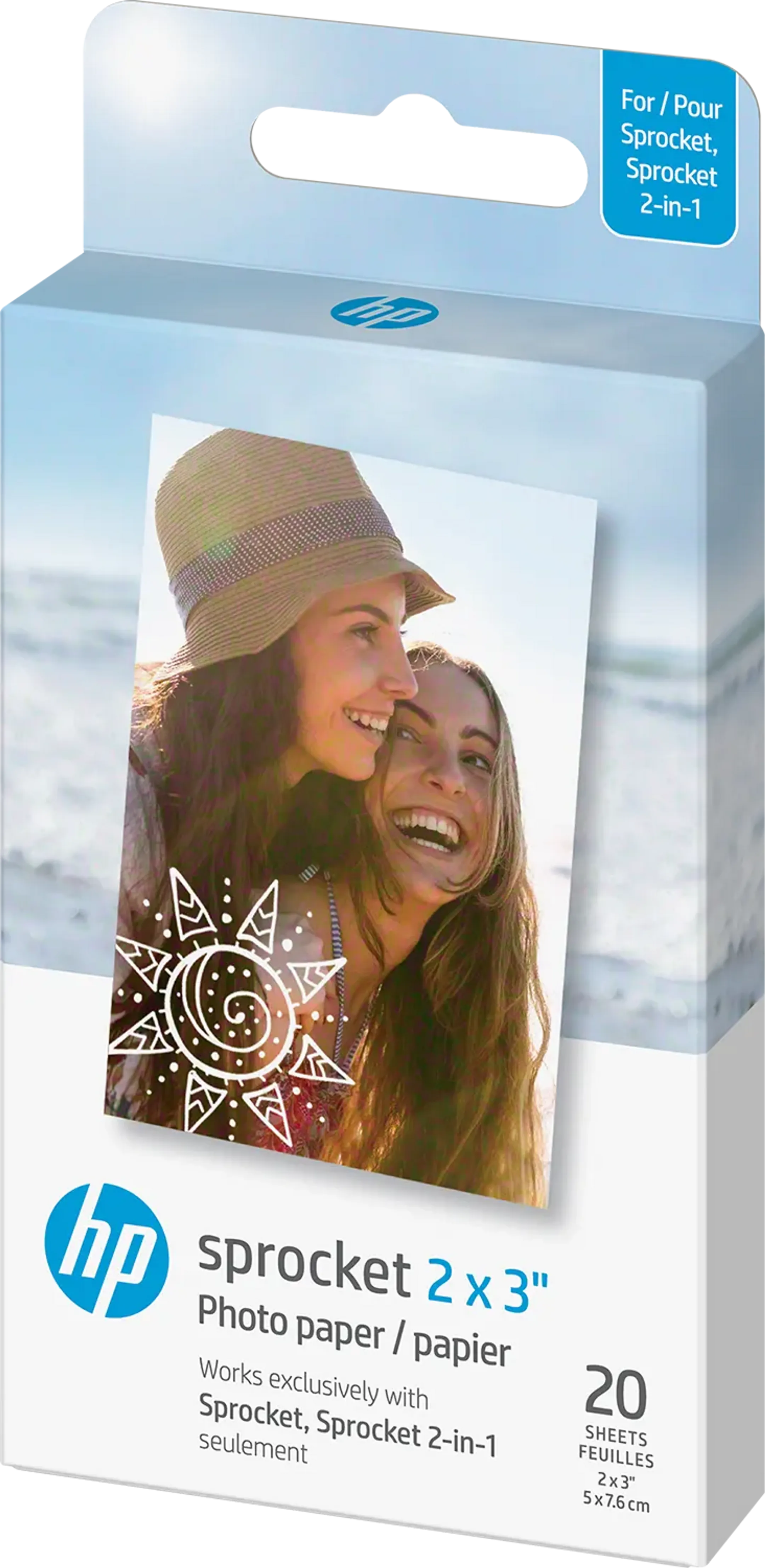 Papier photo ZINK adhésif pour HP Sprocket et Sprocket 2-en-1 - 20 feuilles