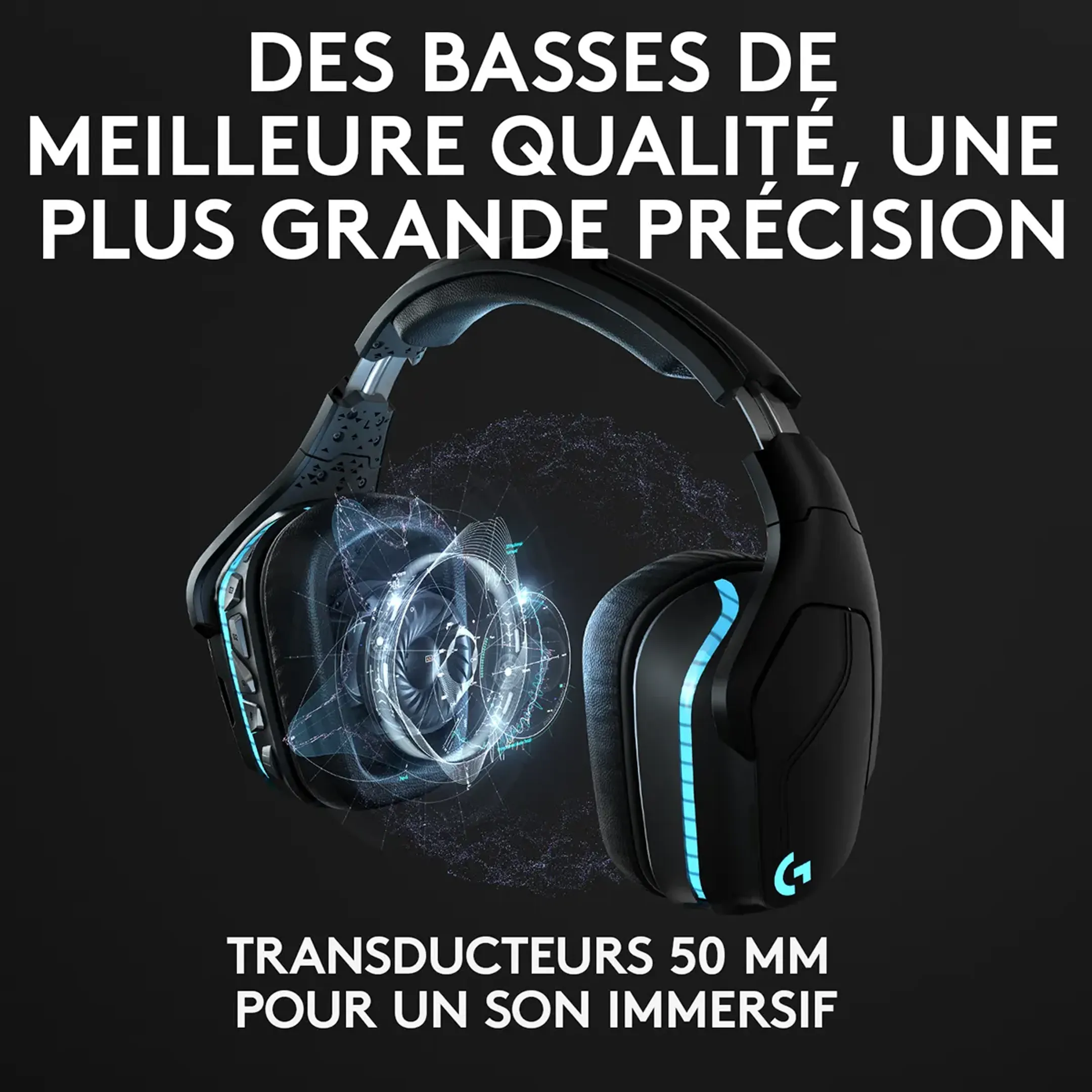 Logitech G Casque gaming sans fil 7.1 surround Lightsync G935 - Noir image