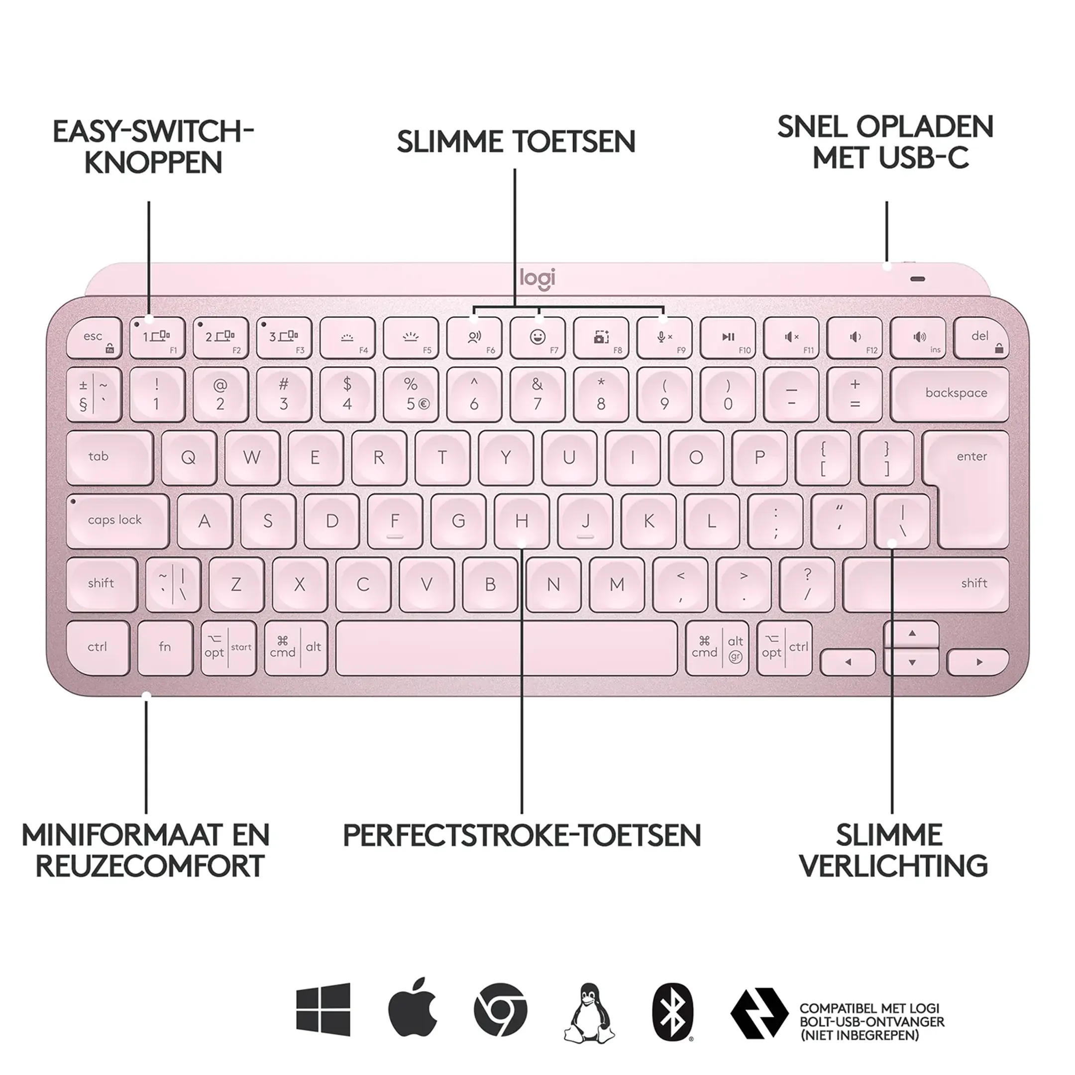 Logitech MX Keys Mini - Rose (AZERTY FR) image