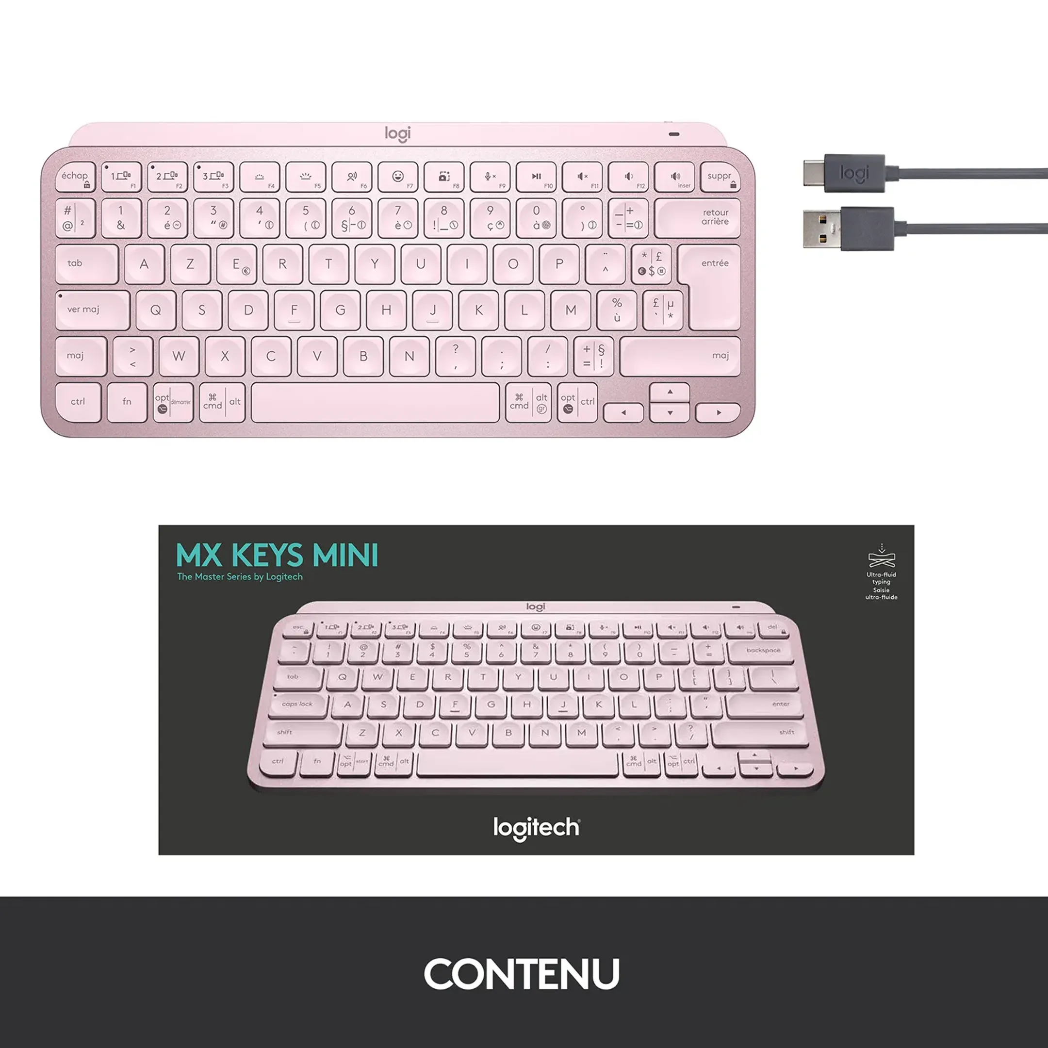 Logitech MX Keys Mini - Rose (AZERTY FR) image