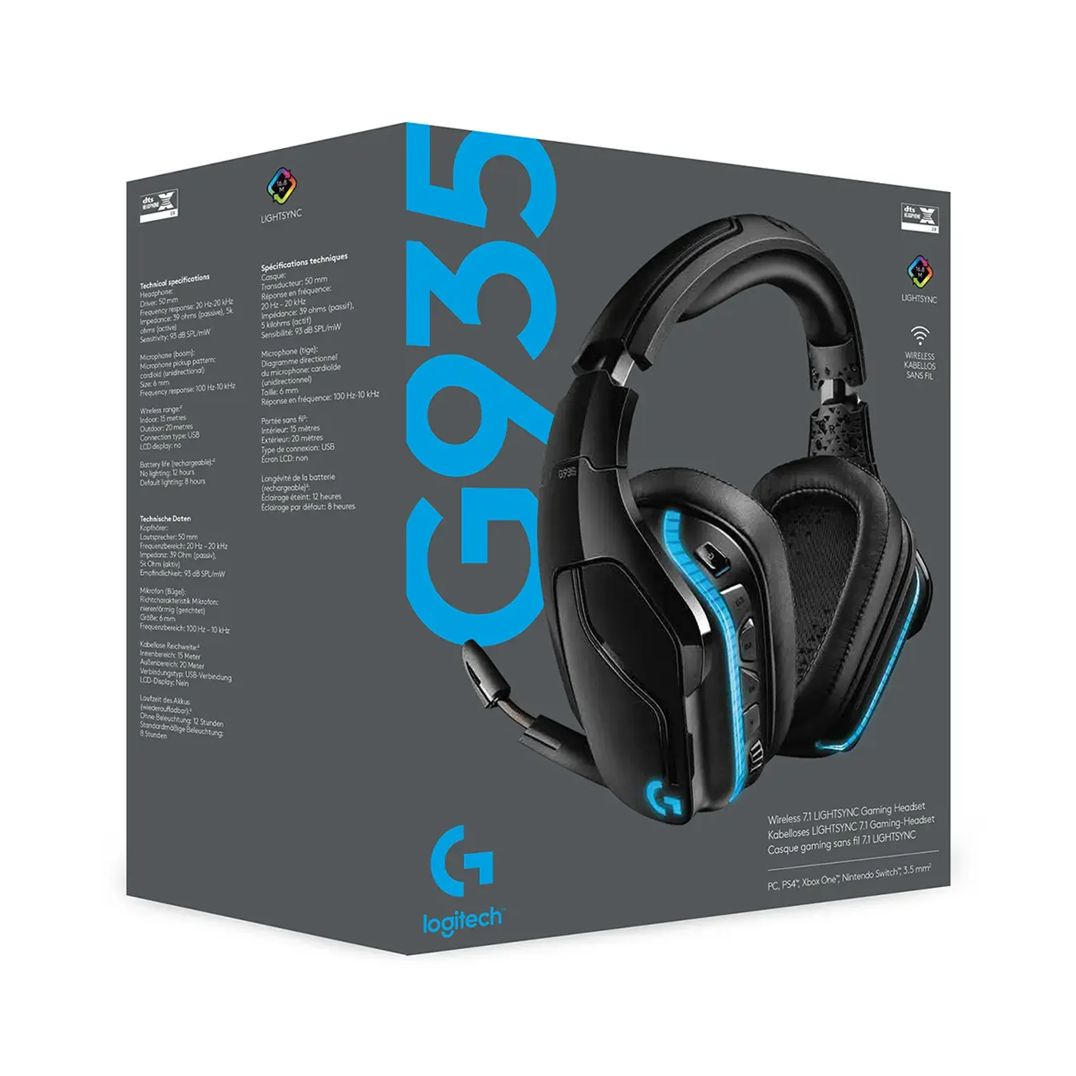 Logitech G G935 7.1 surround Lightsync gaming headset - Zwart image