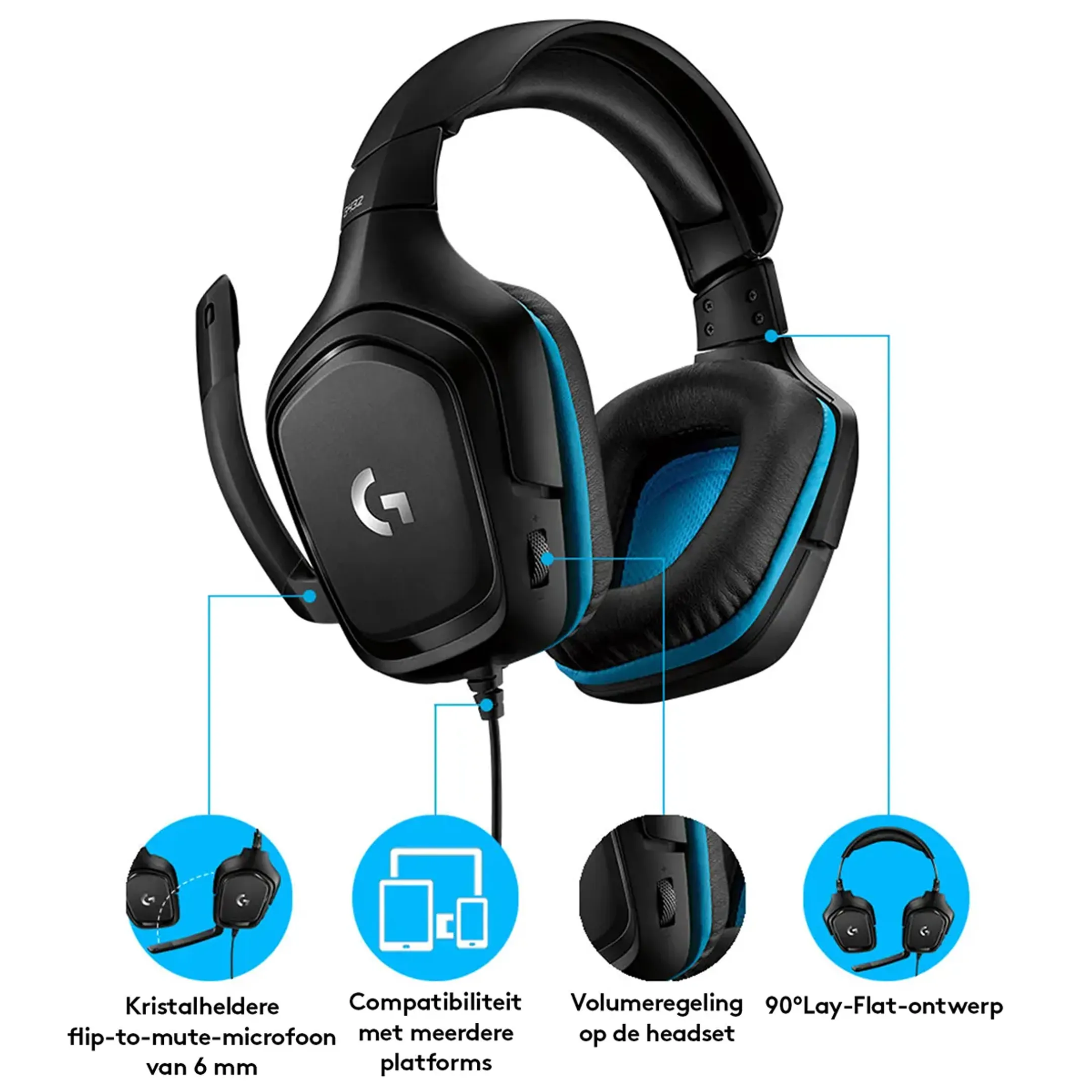 Logitech G G432 7.1 surround sound gaming headset - Zwart image
