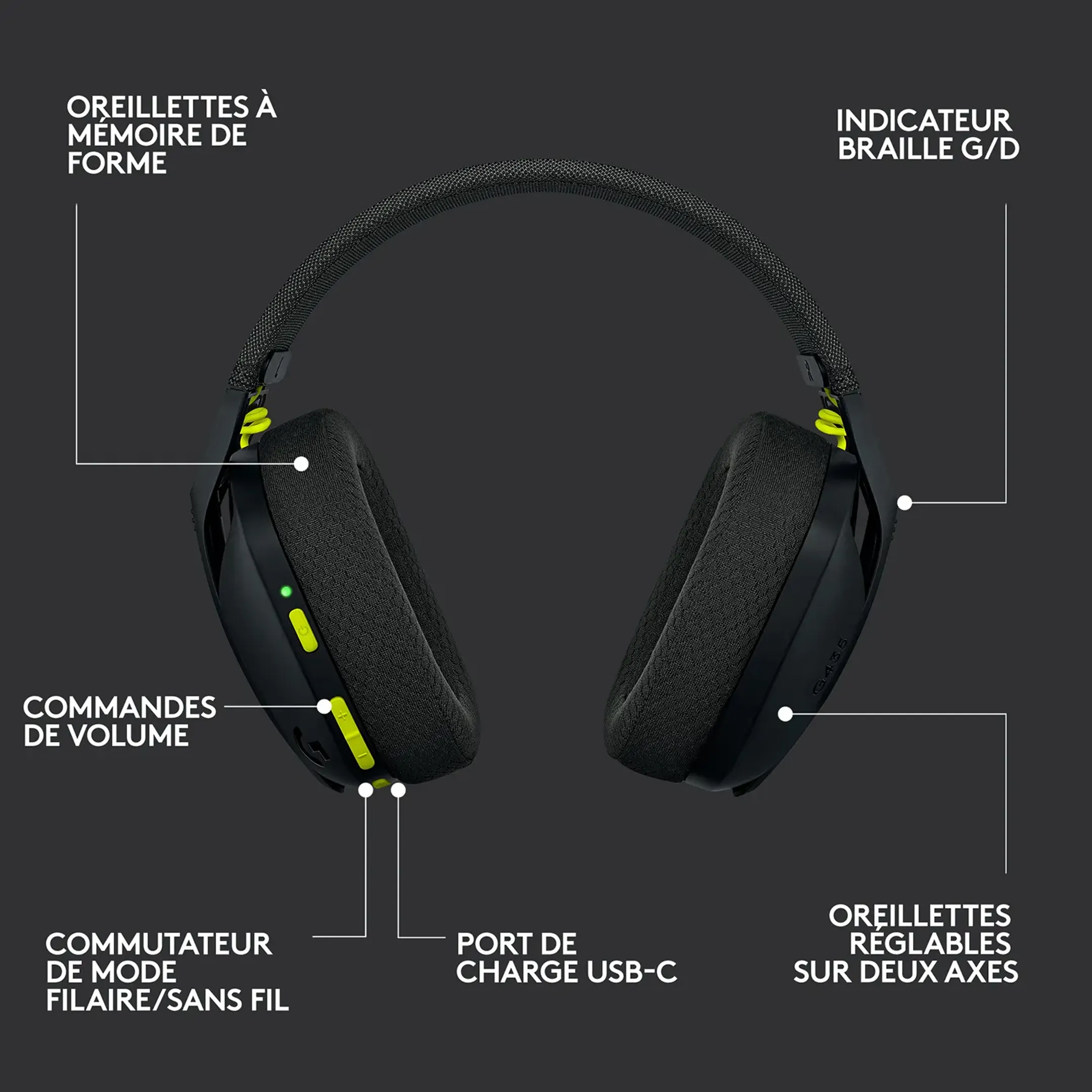 Logitech G G435 Casque gaming sans fil lightspeed - Noir image