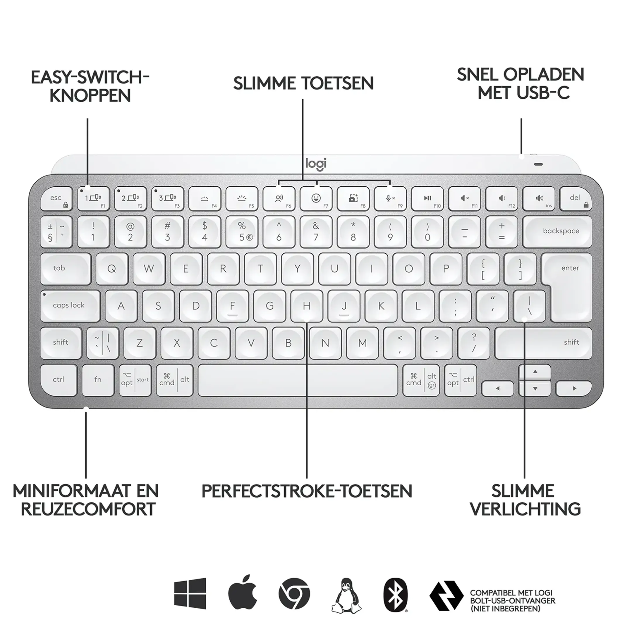 Logitech MX Keys Mini - Pale Gray (AZERTY FR) image